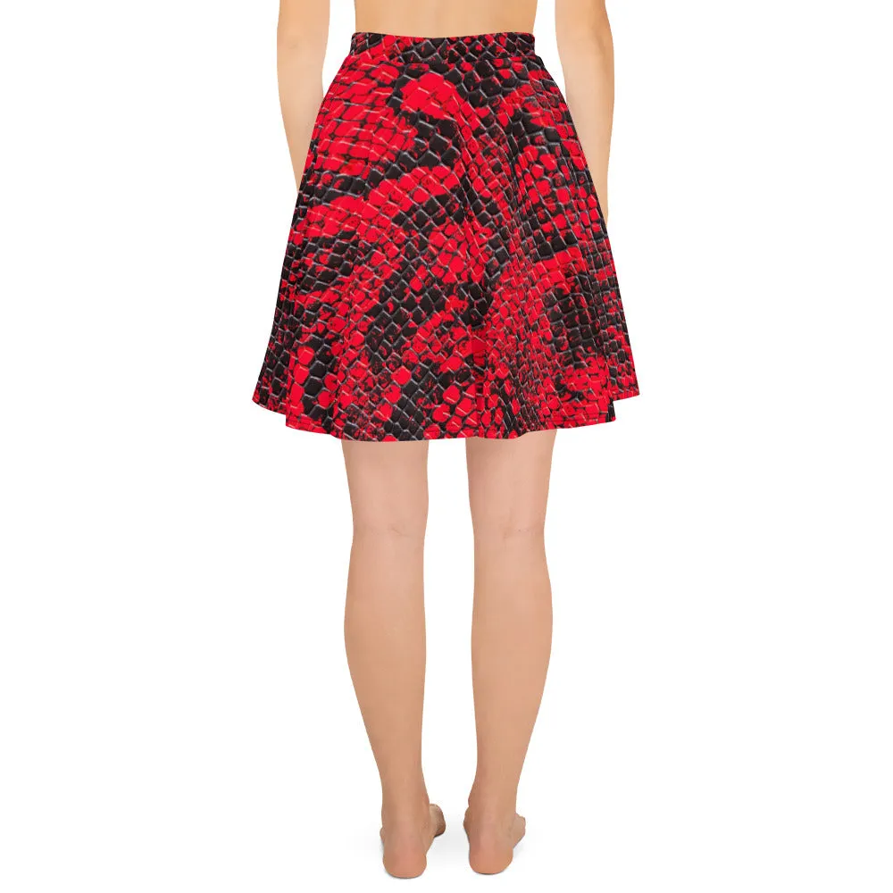 Graphic Print Red Skirt for Women, lioness-love