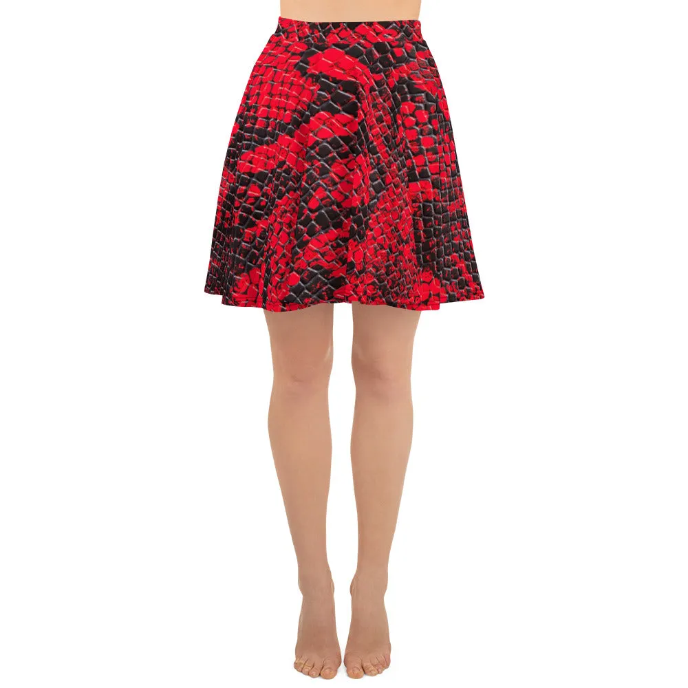 Graphic Print Red Skirt for Women, lioness-love