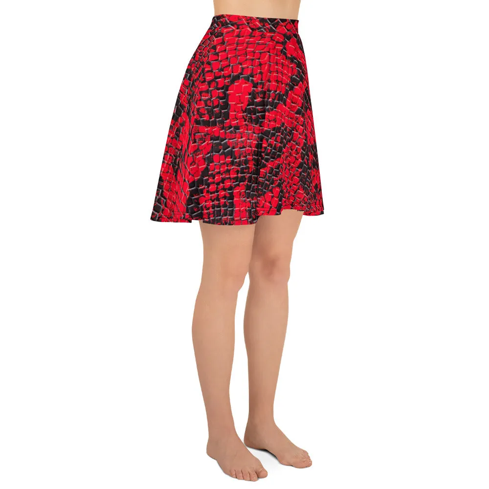 Graphic Print Red Skirt for Women, lioness-love