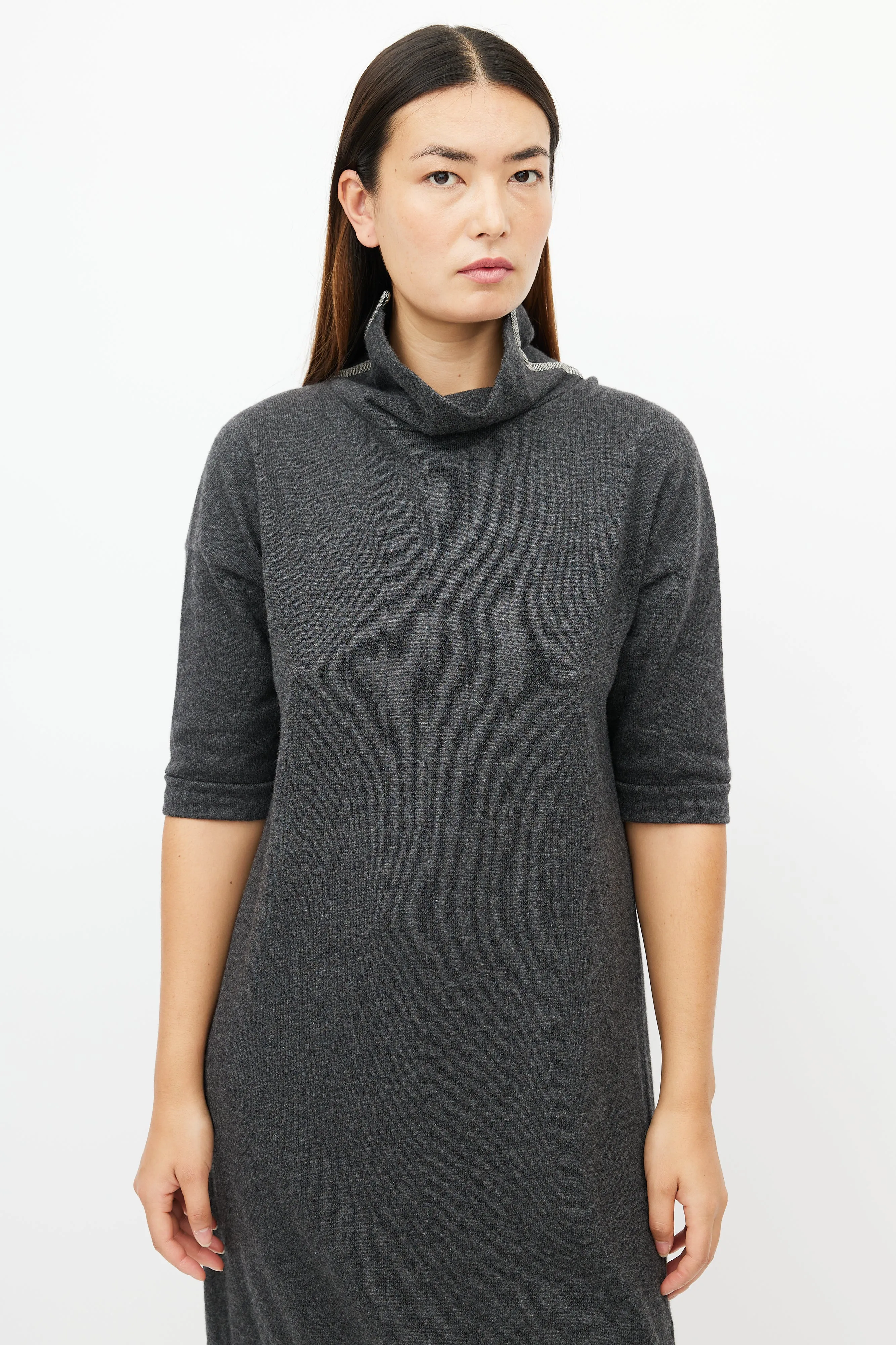 Grey Cashmere Monili Sweater Dress