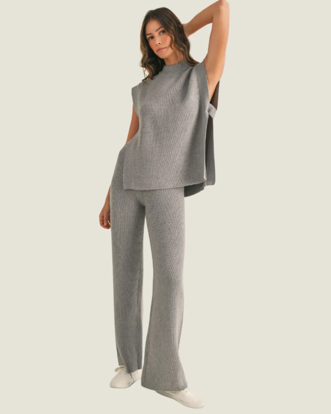 Grey Knitted Long Pants