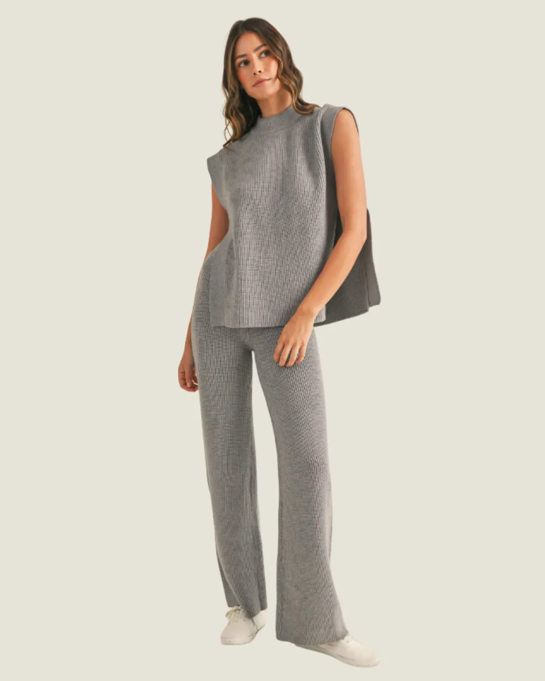 Grey Knitted Long Pants