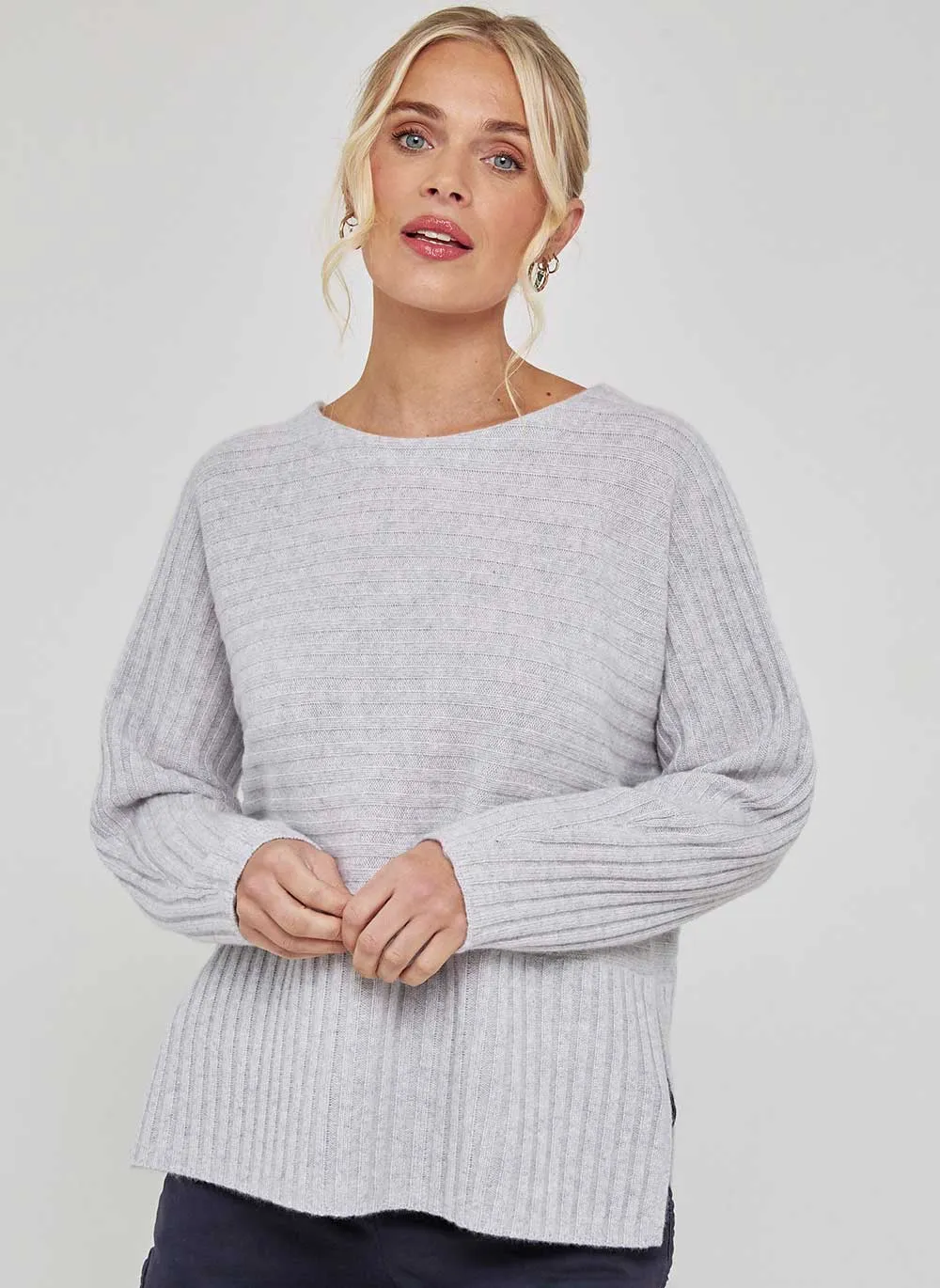 Hattie Rib Cashmere Jumper - Glass Grey