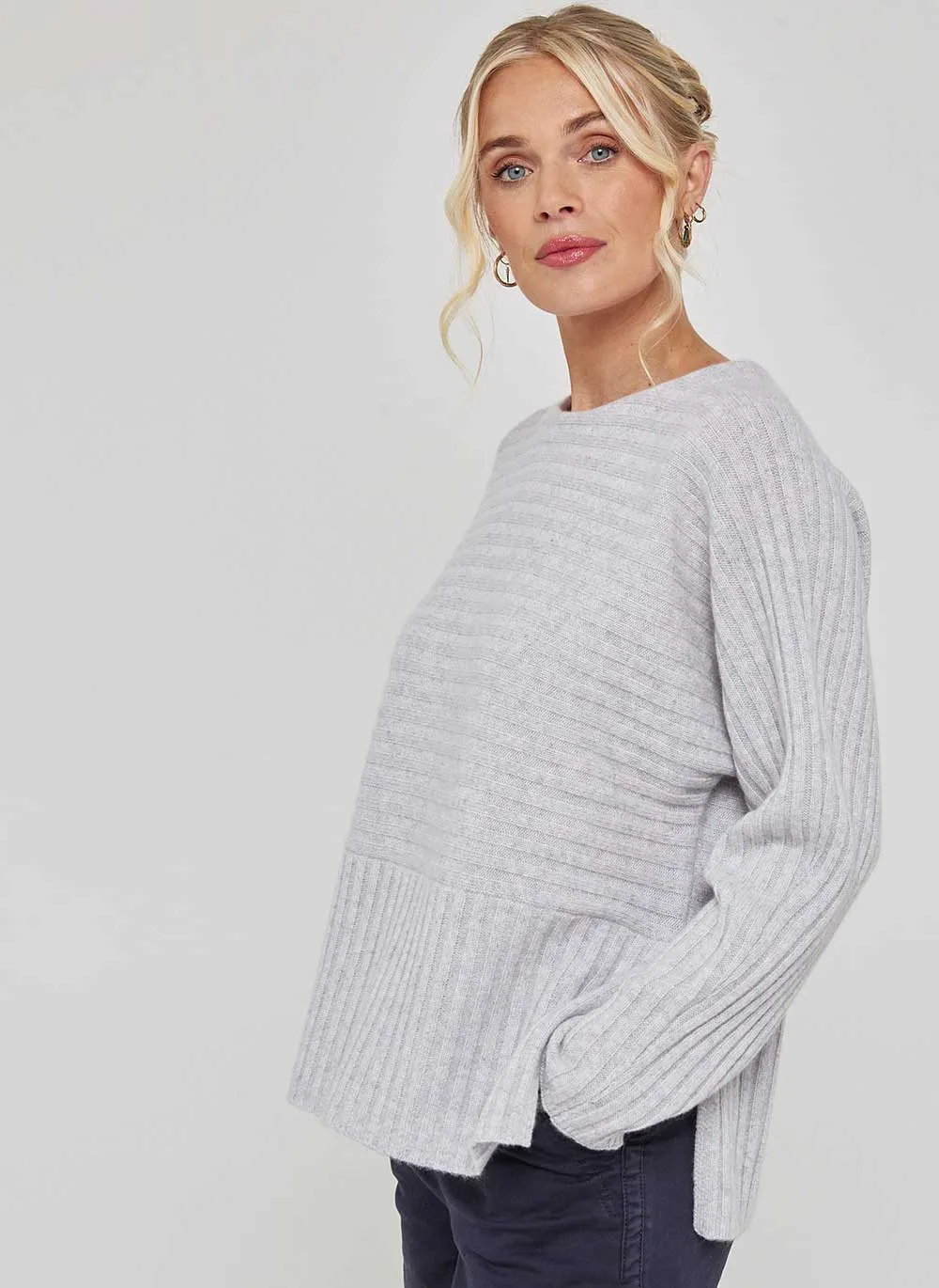 Hattie Rib Cashmere Jumper - Glass Grey