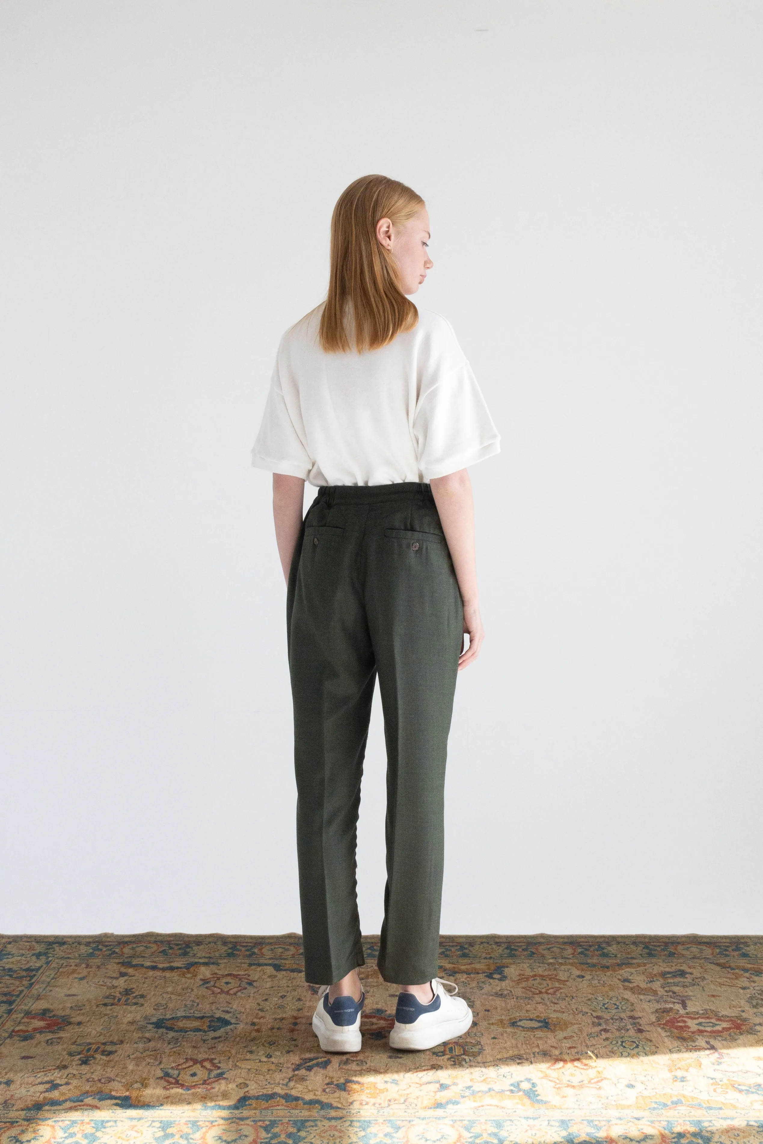 HERRINGBONE RELAXED-FIT TAILORED CASHMERE MERINO WOOL PANTS