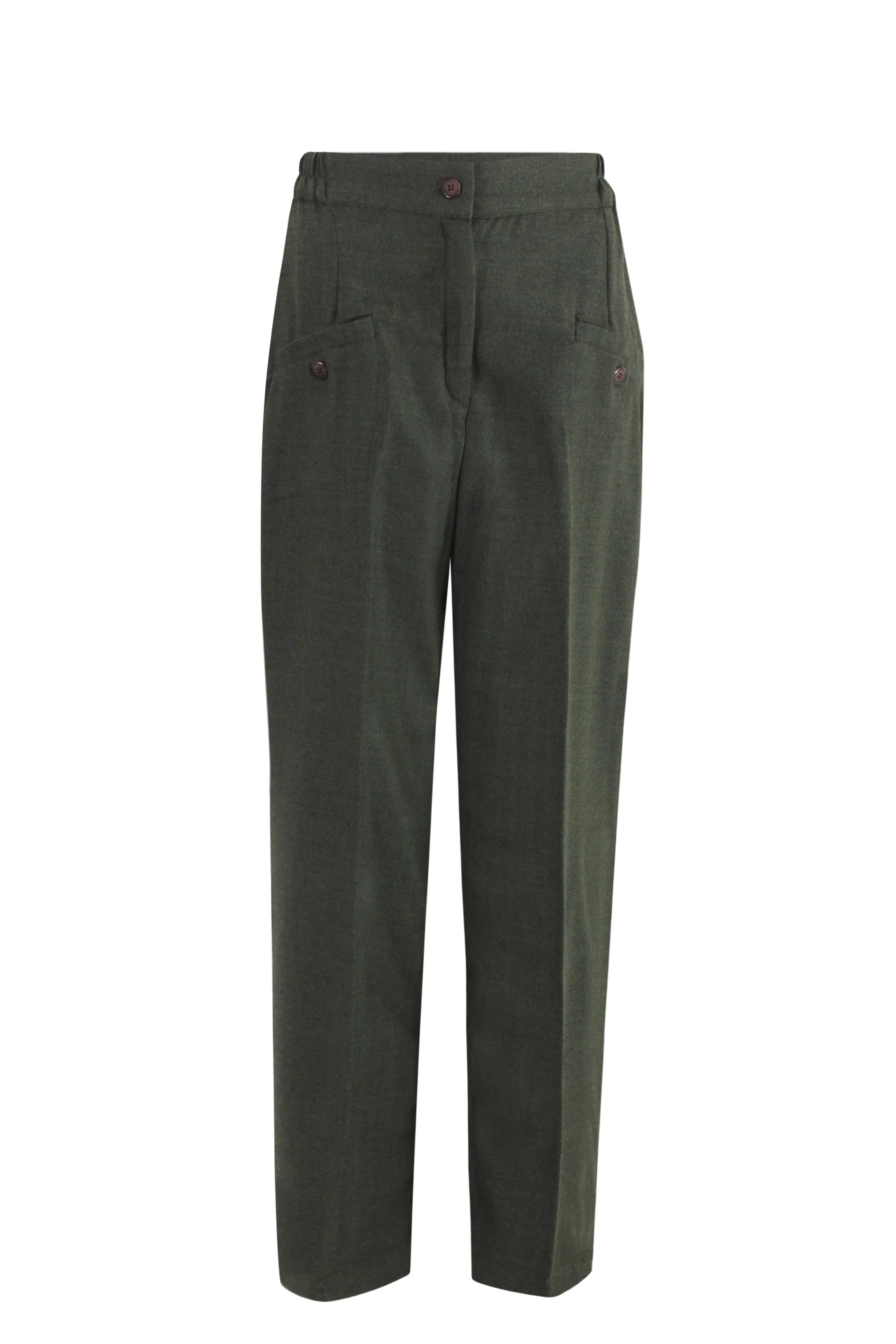 HERRINGBONE RELAXED-FIT TAILORED CASHMERE MERINO WOOL PANTS