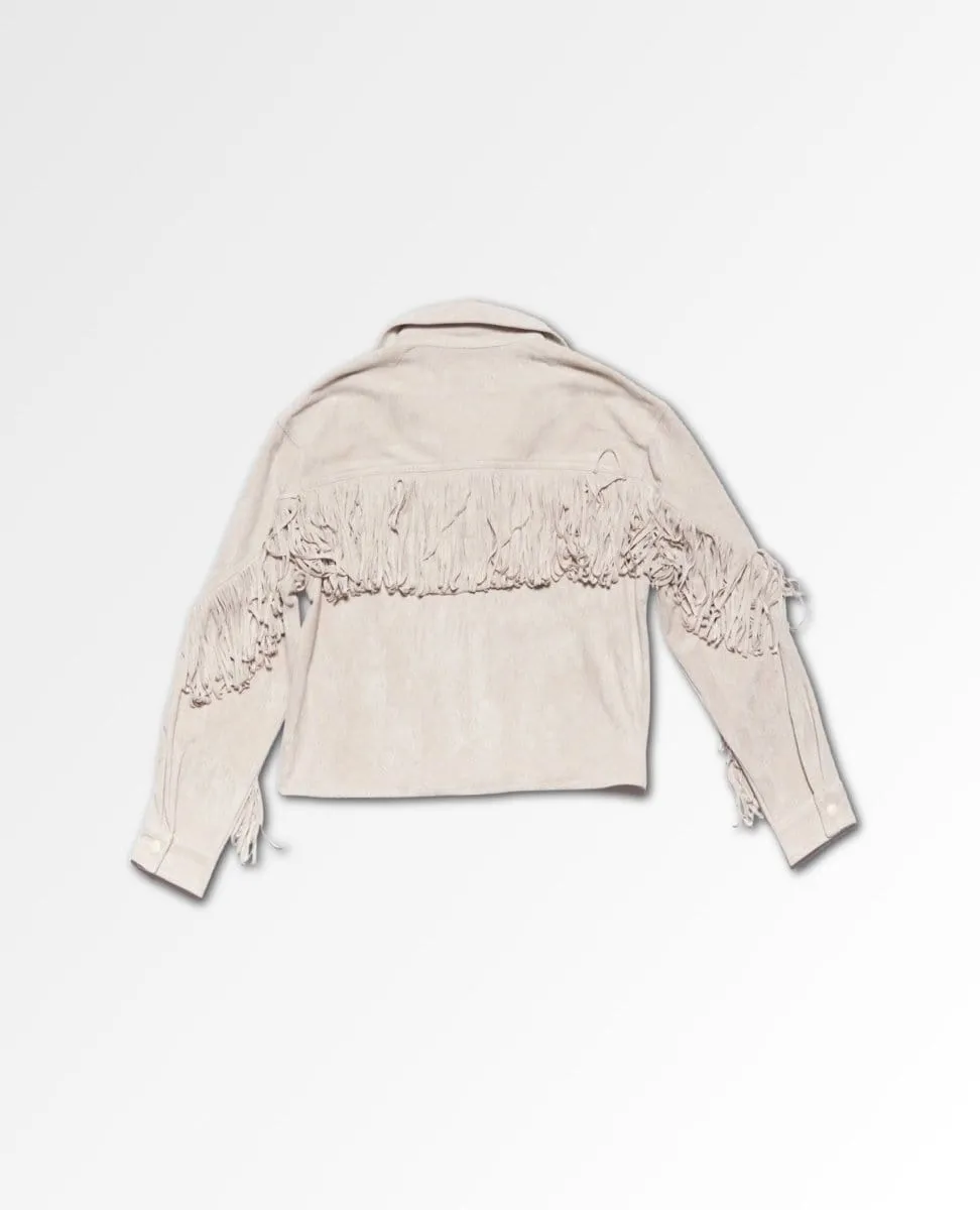 Hot Cocoa Fringe Jacket Almond