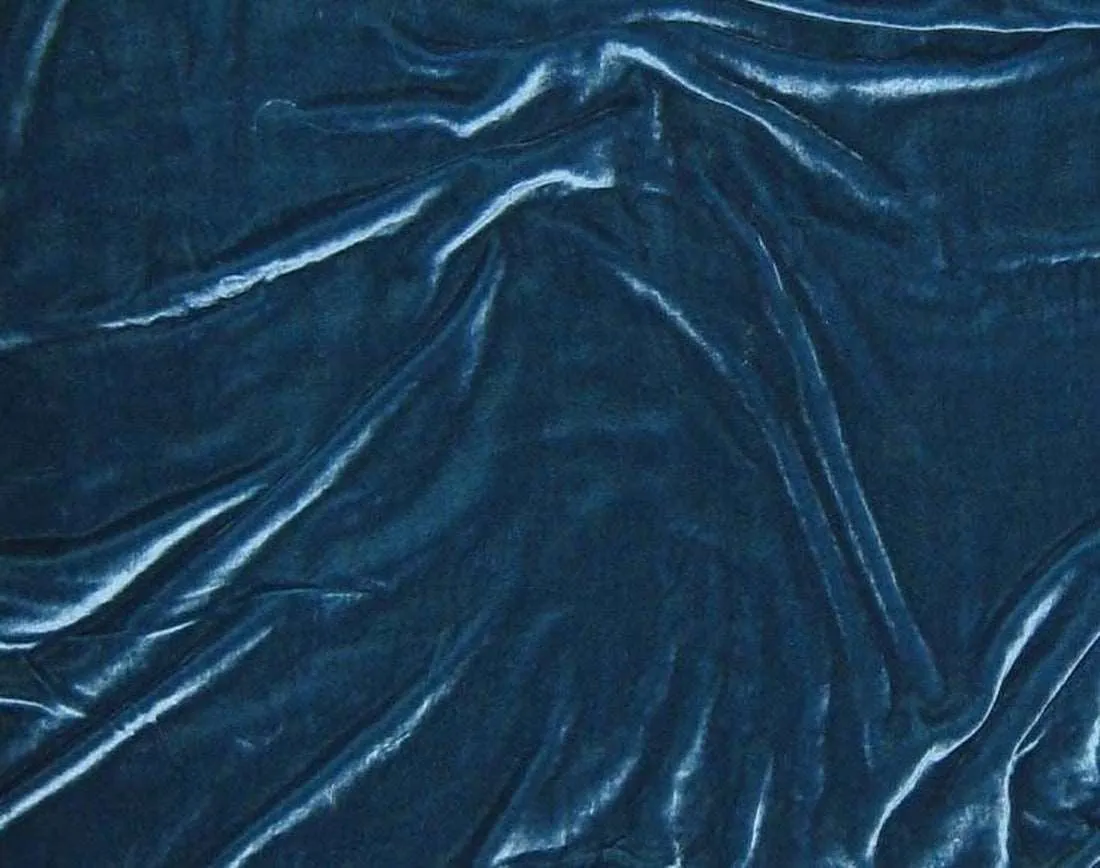 Imported Plush Silk Teal Blue Velvet Fabric ~ 44&quot; wide