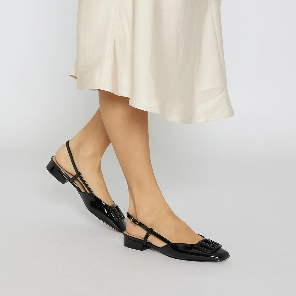 Jasmine Flat in Black Patent