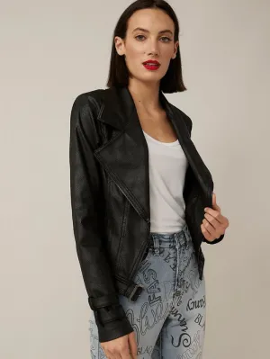 Joseph Ribkoff T Black Faux Leather Moto Jacket 221913 11