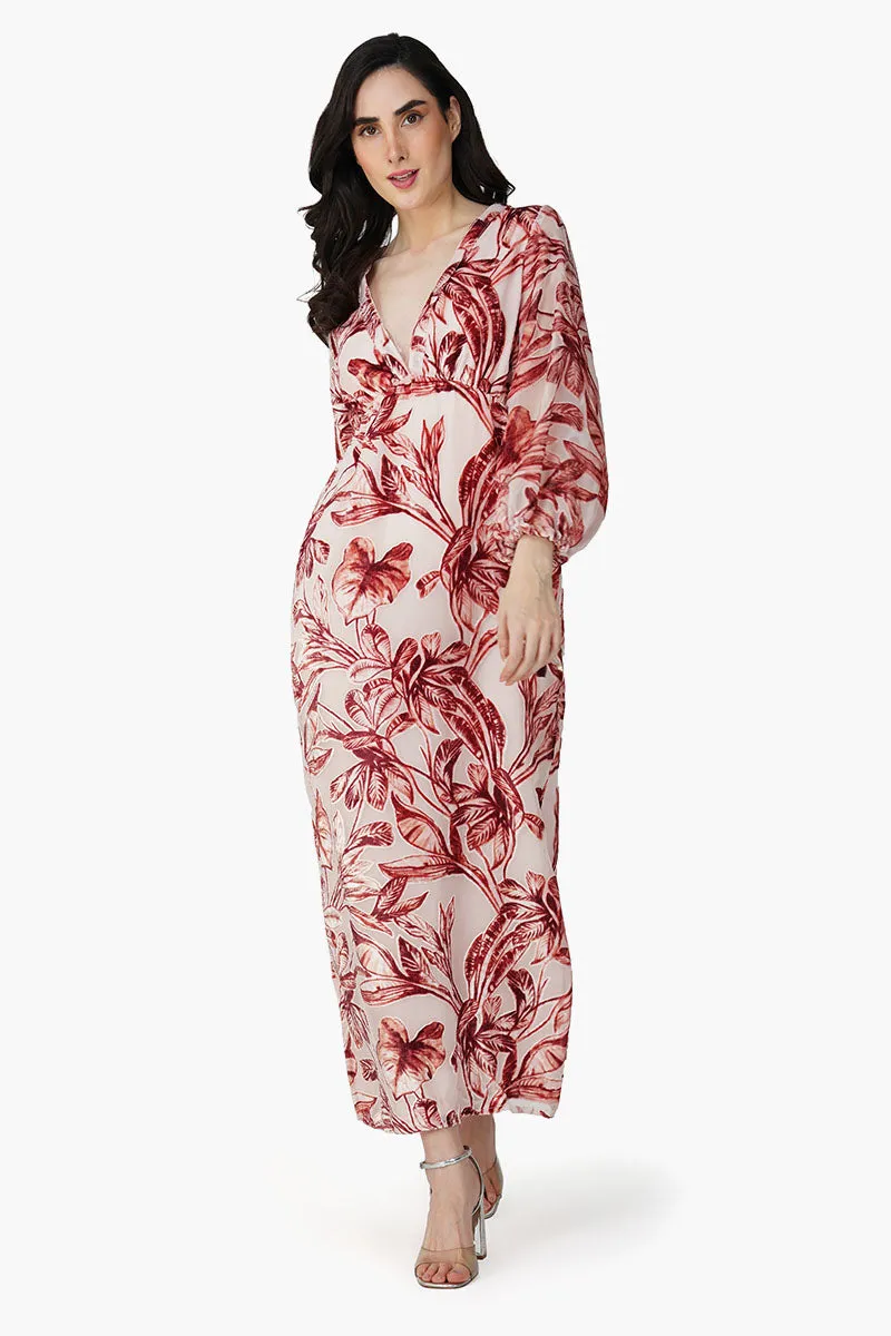 Leaf Velvet Burntout Maxi Dress