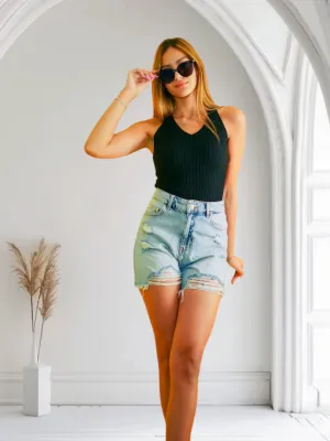 Light blue denim short