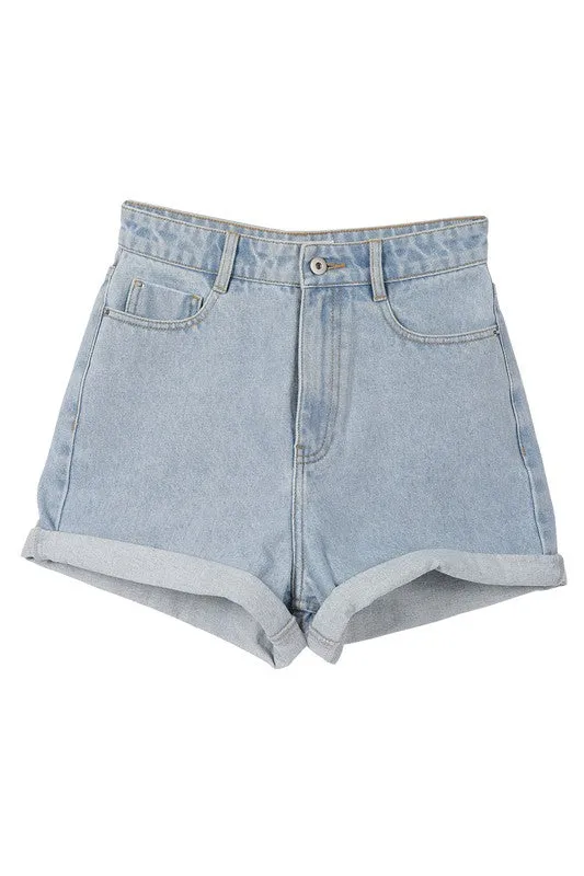 LILOU Casual Roll up Denim Shorts