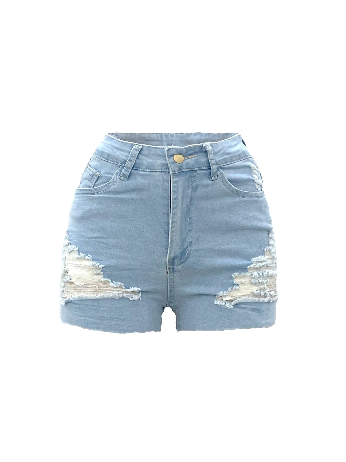 MB FASHION HIGH WAIST DENIM STRETCH SHORTS 8817LY