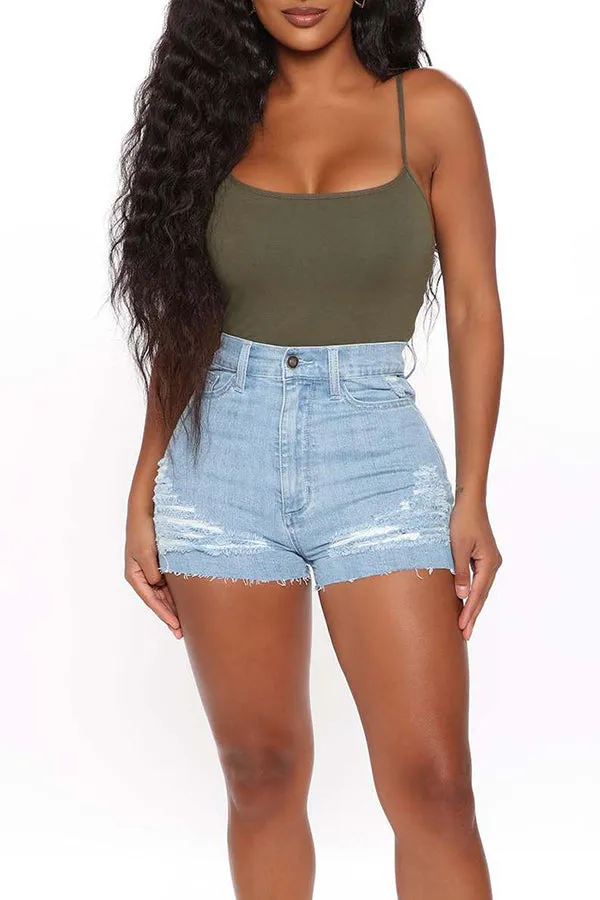 MB FASHION HIGH WAIST DENIM STRETCH SHORTS 8817LY