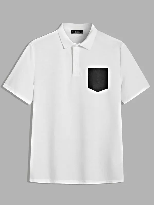 Men Pocket Print Polo Shirt