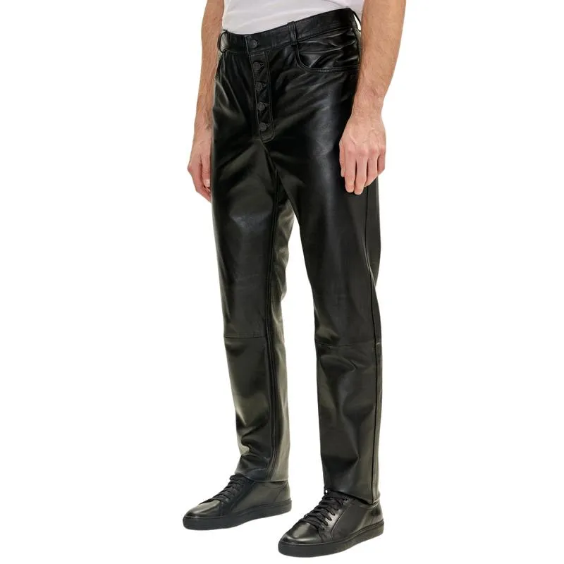 Men's Fashionable Casual Versatile Leather Pants 13838222F