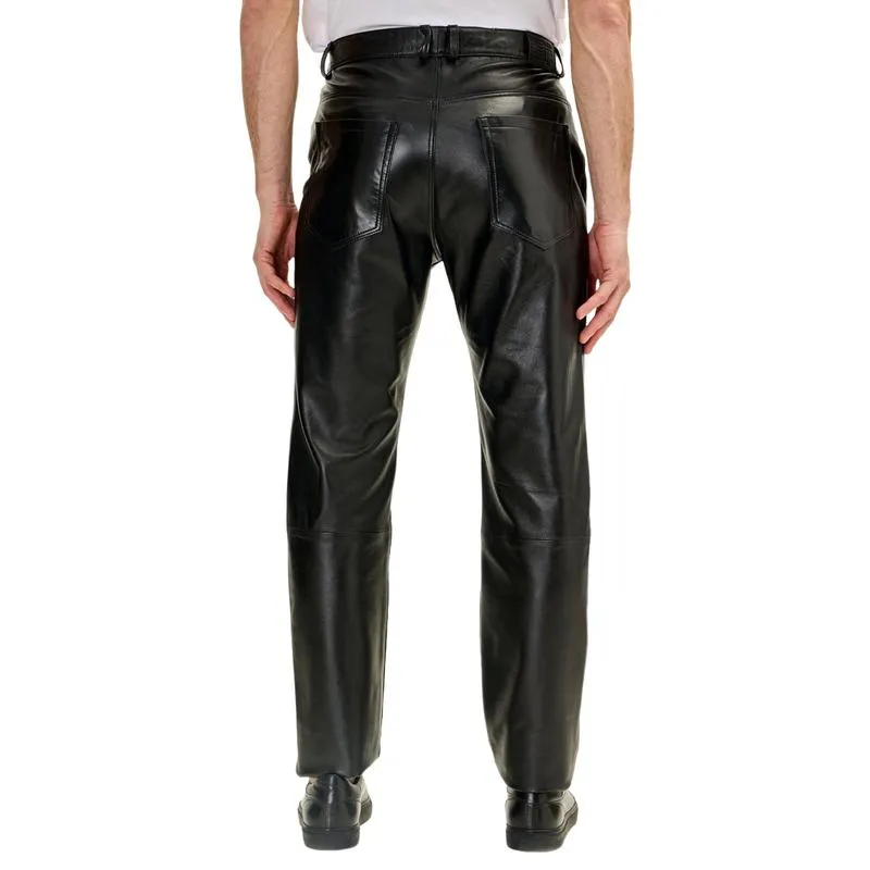 Men's Fashionable Casual Versatile Leather Pants 13838222F