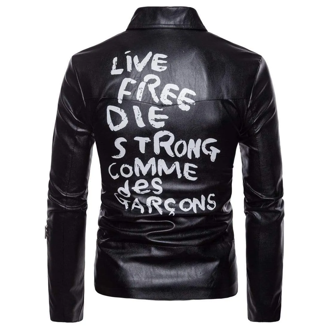 Men's Punk Back Live Free Die Printed Jackets