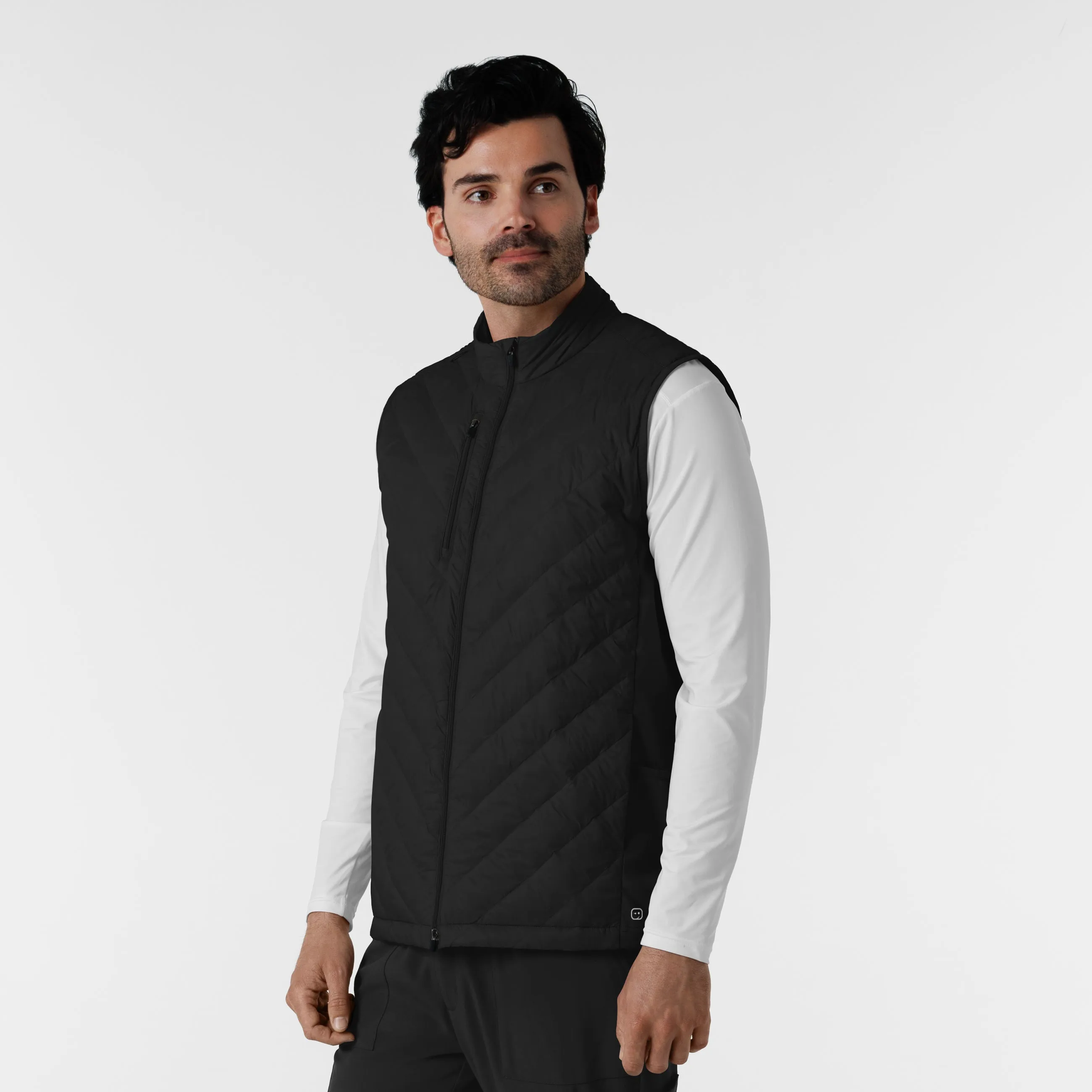 Men's Quilted Scrub Vest - Black