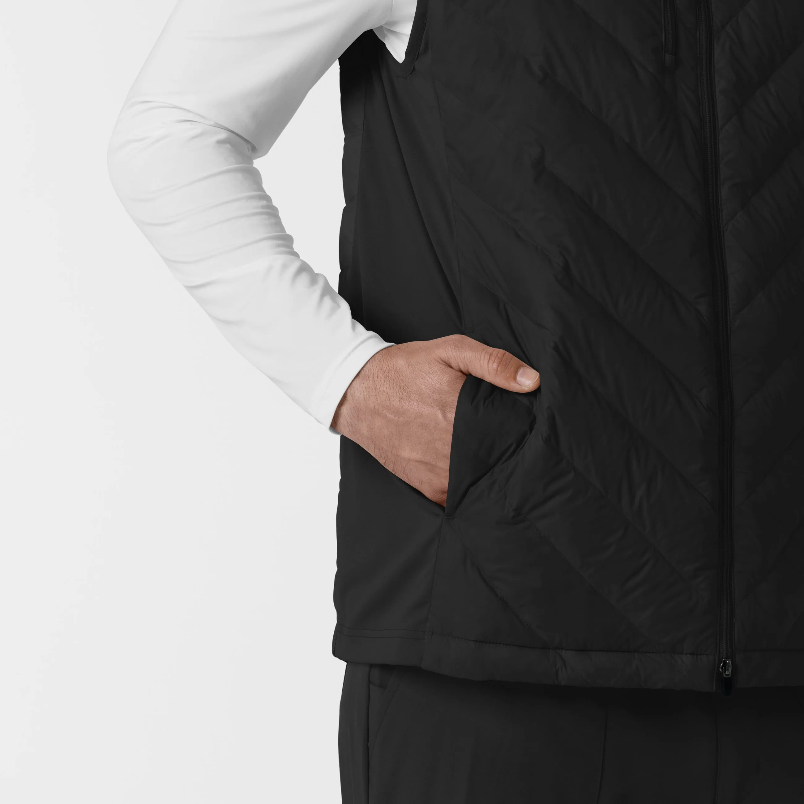 Men's Quilted Scrub Vest - Black