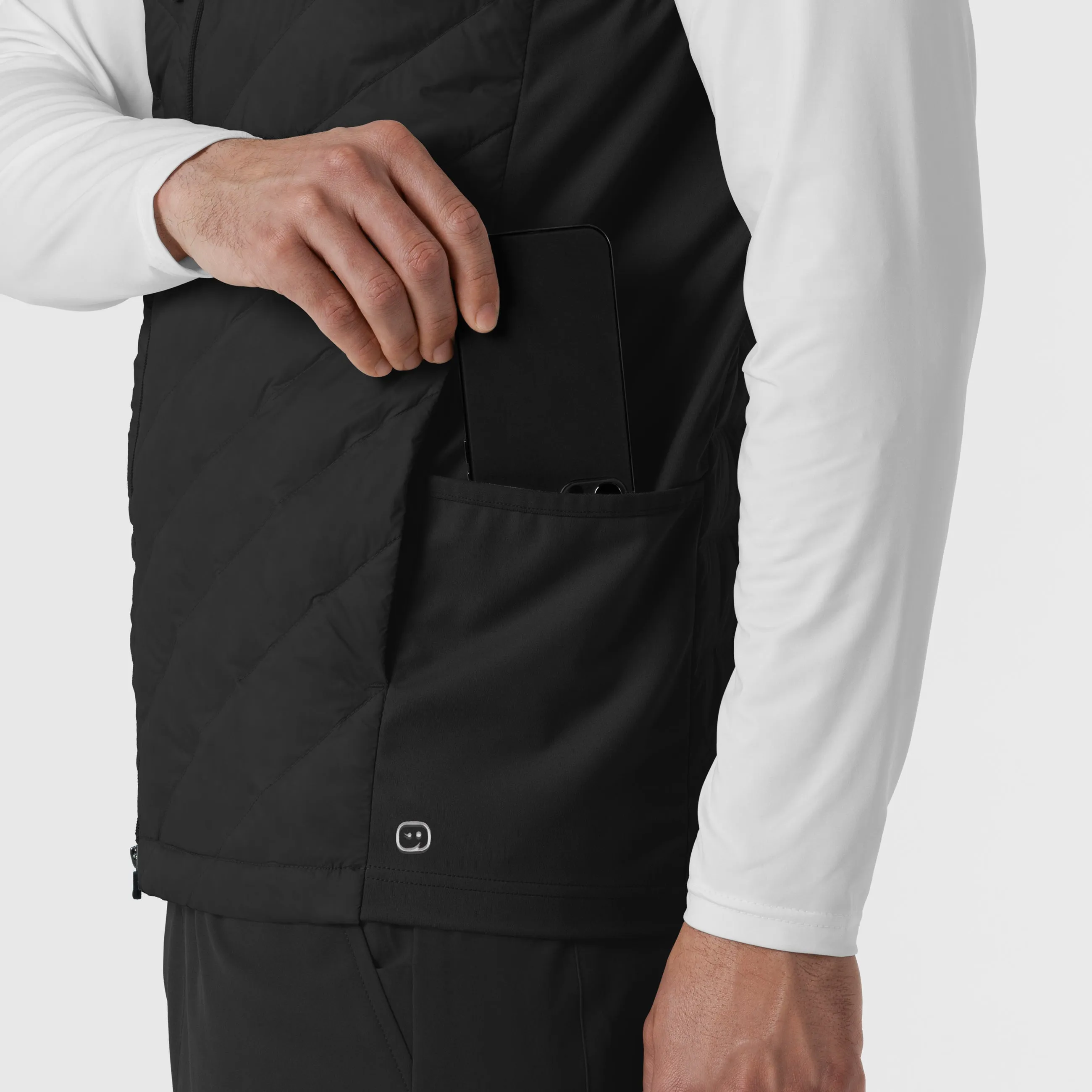 Men's Quilted Scrub Vest - Black