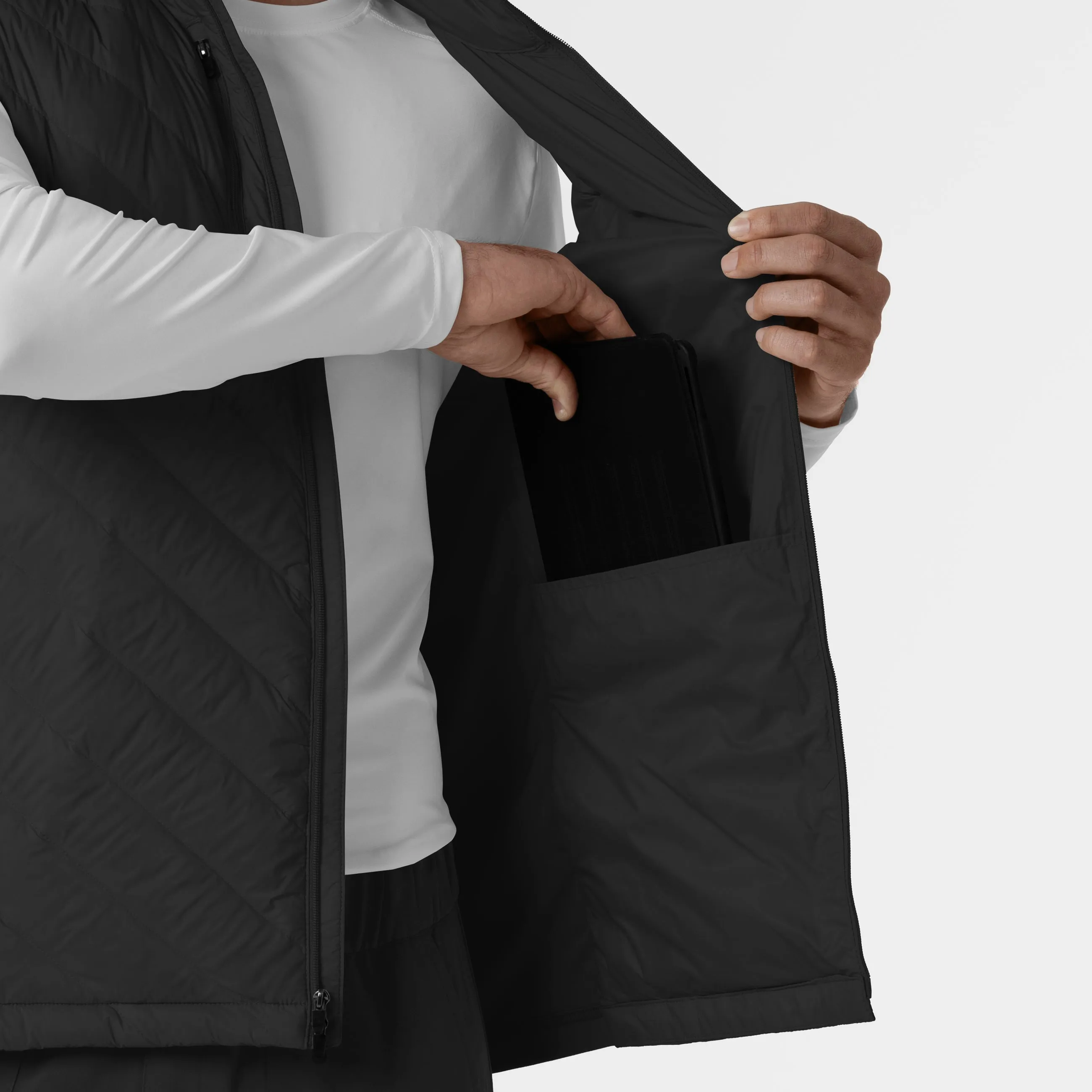 Men's Quilted Scrub Vest - Black