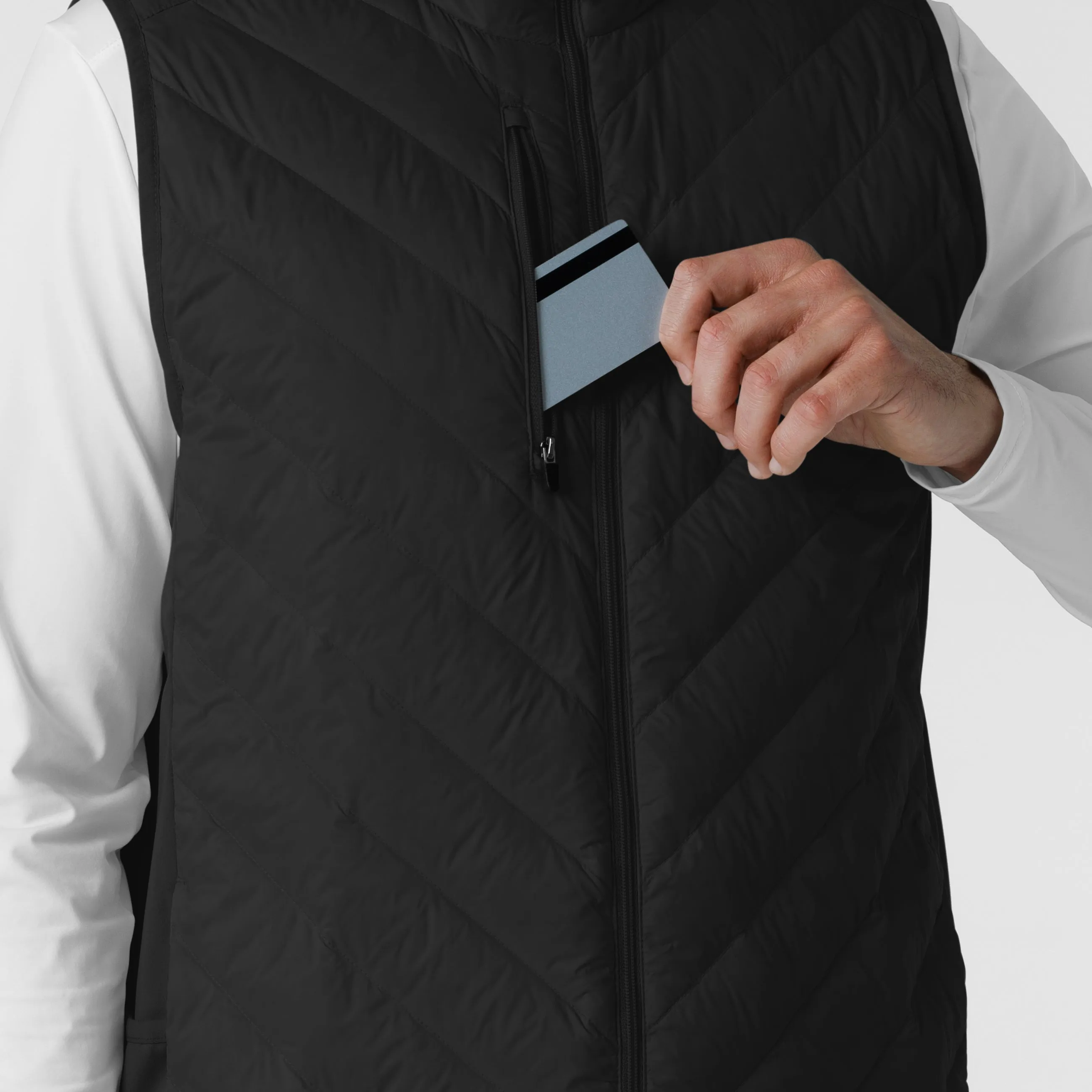 Men's Quilted Scrub Vest - Black