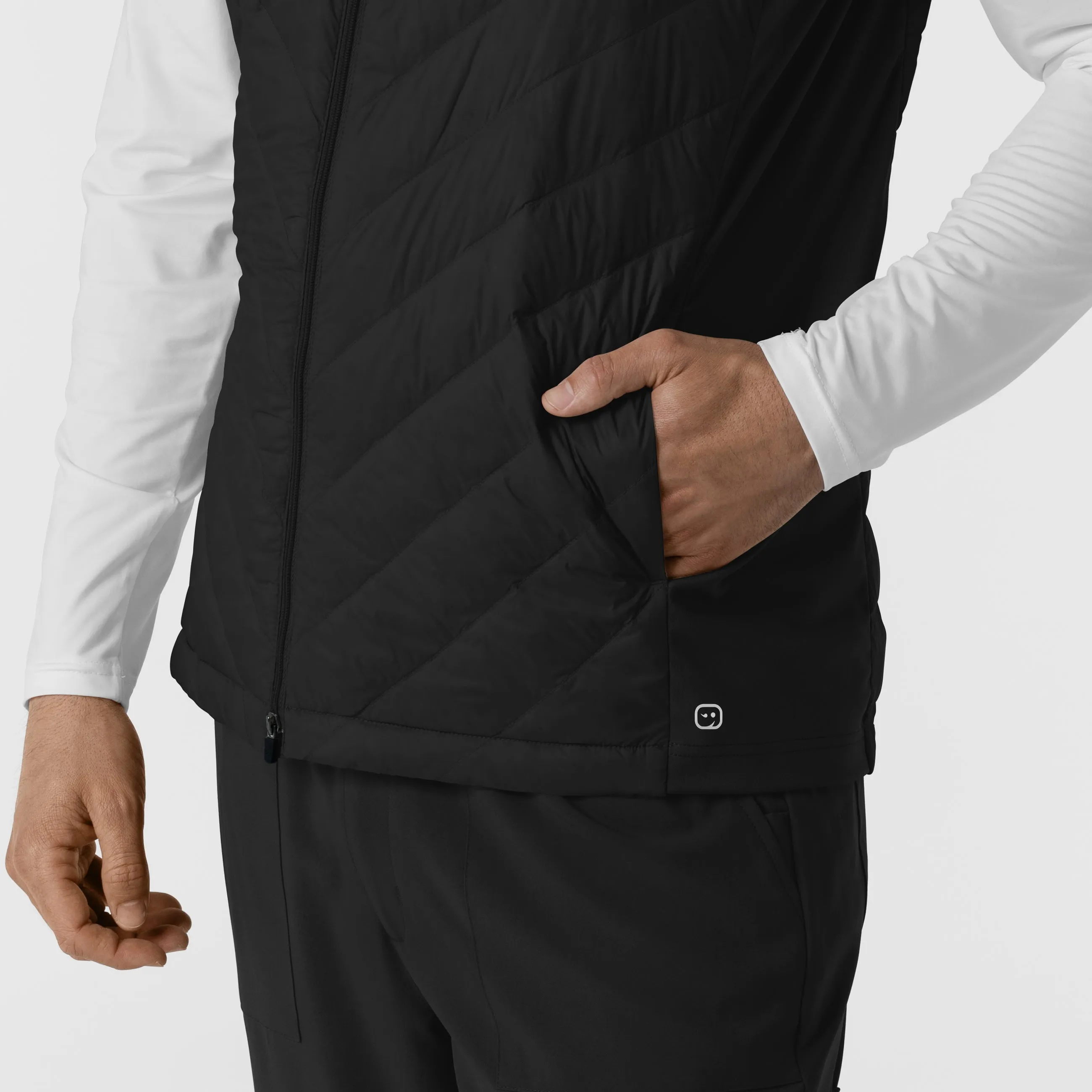 Men's Quilted Scrub Vest - Black