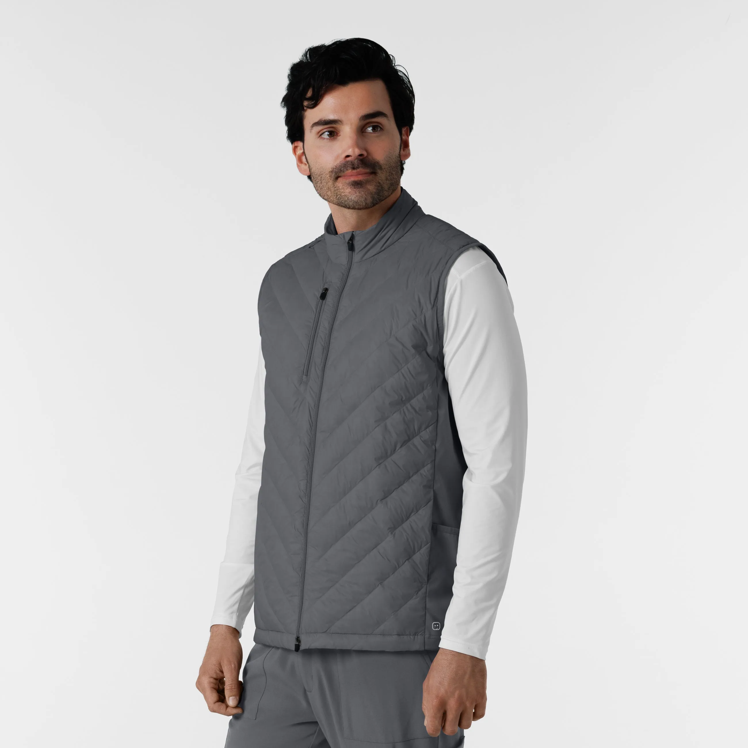 Men's Quilted Scrub Vest - Pewter