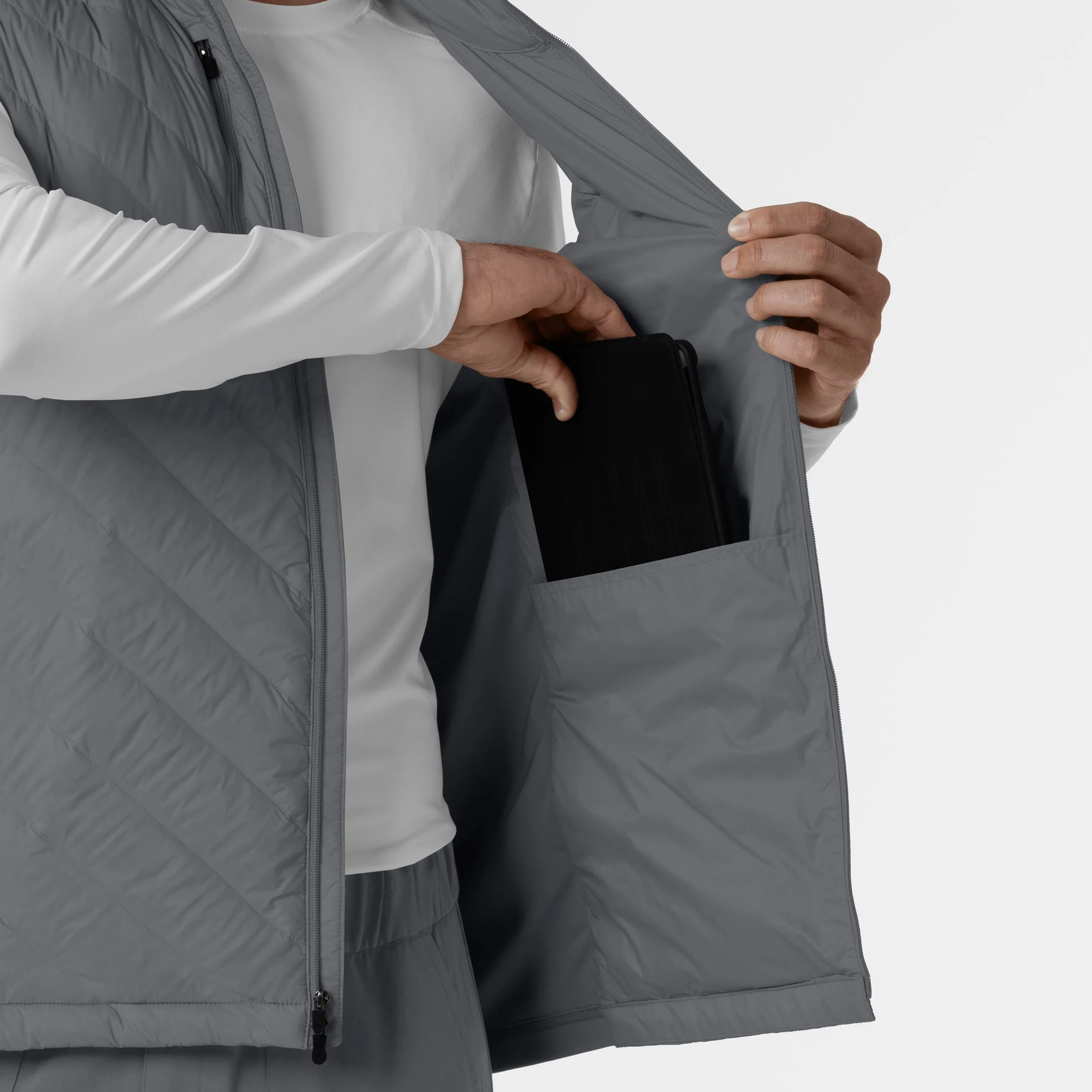 Men's Quilted Scrub Vest - Pewter