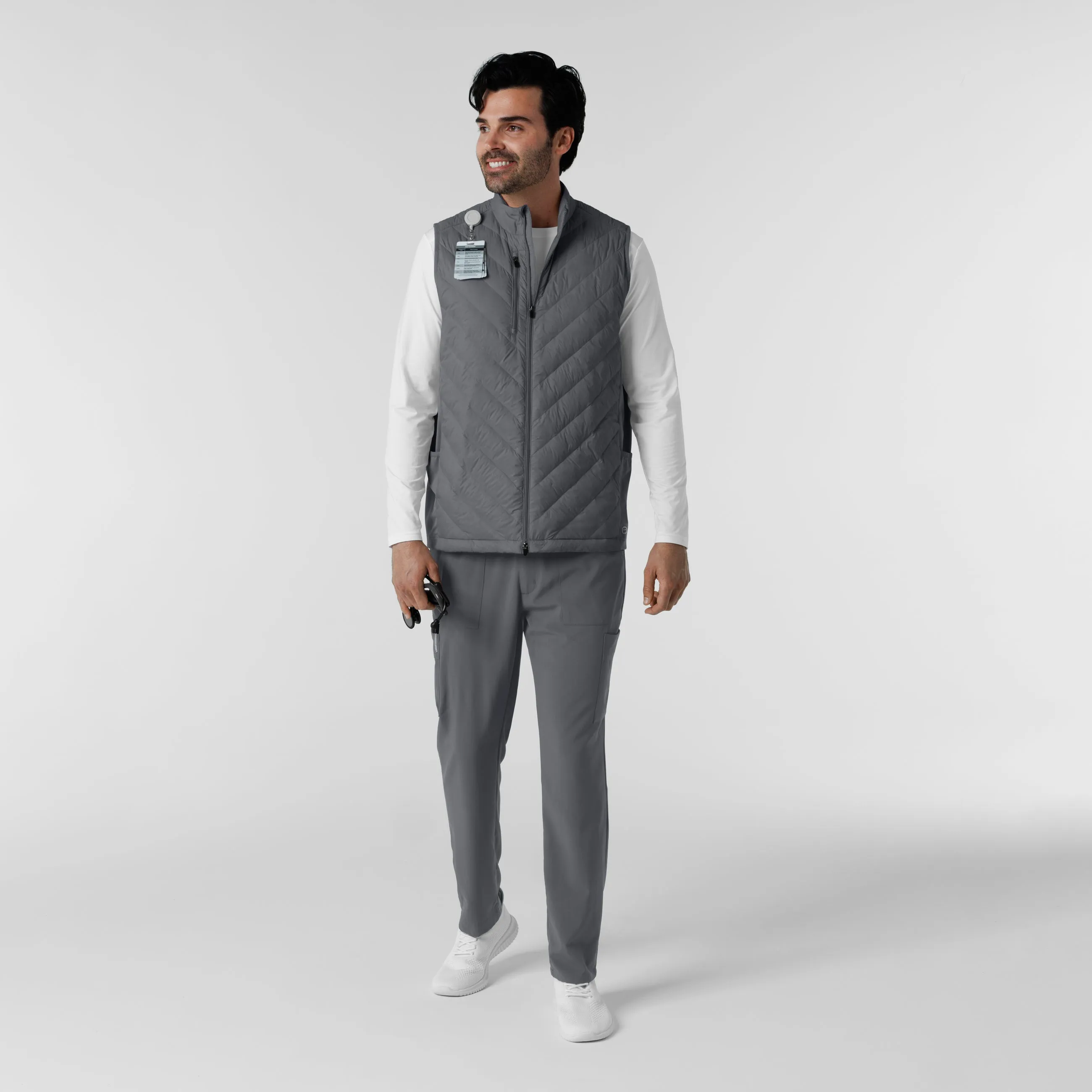 Men's Quilted Scrub Vest - Pewter