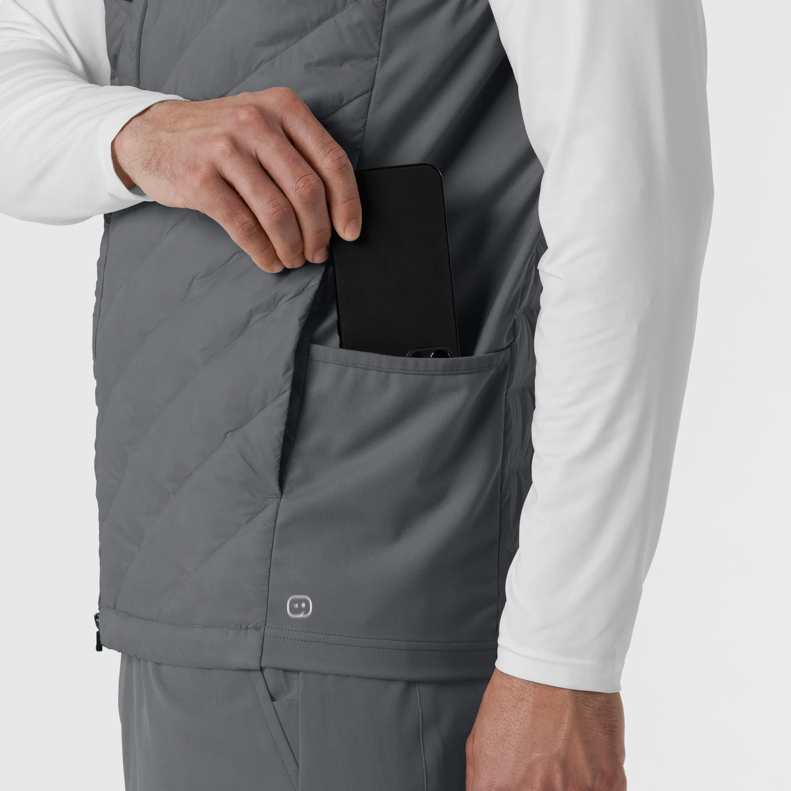 Men's Quilted Scrub Vest - Pewter