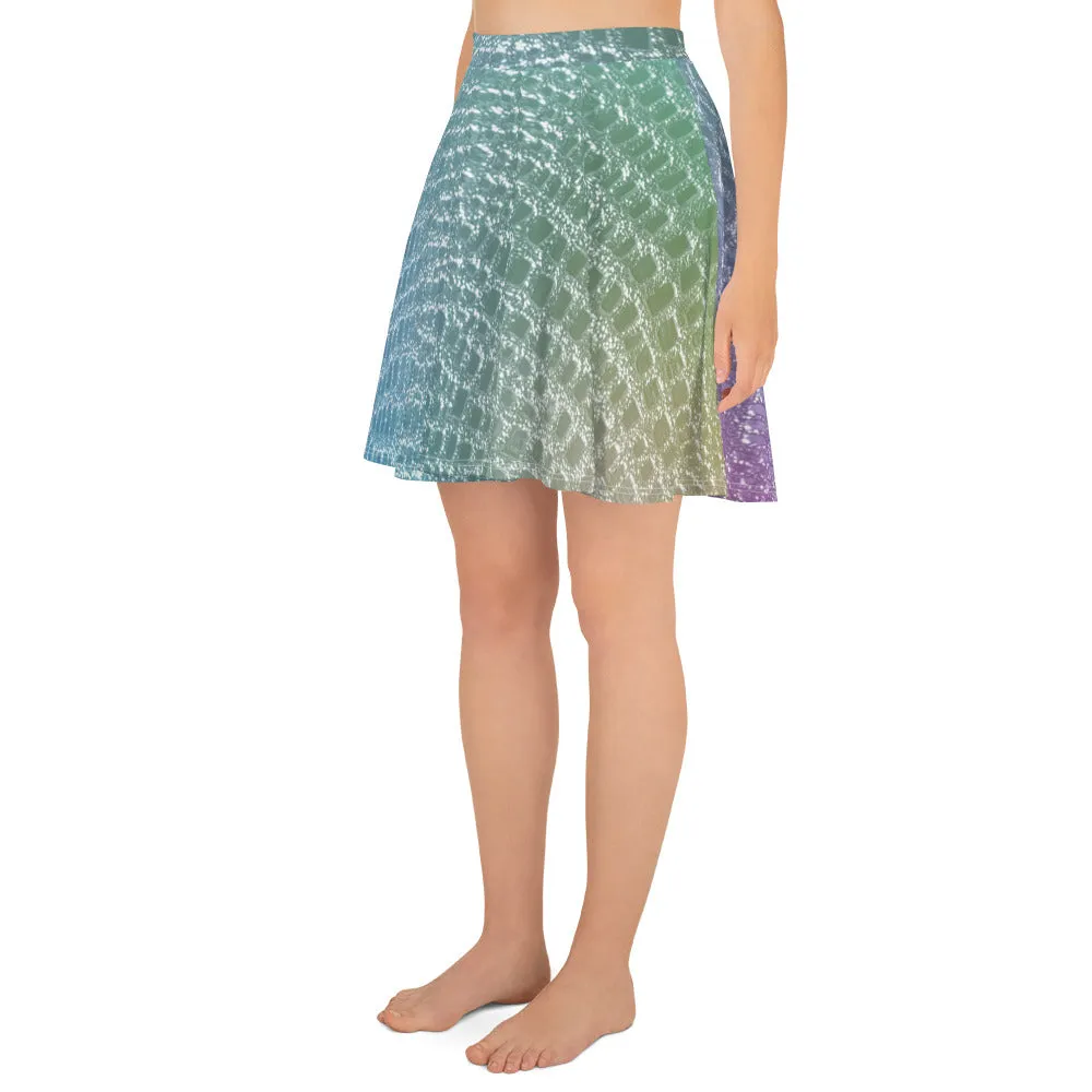 Mermaid Print, Fish Scales Skater Skirt for Women, lioness-love