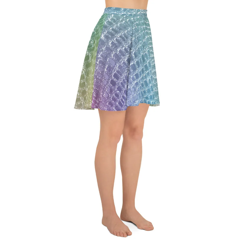 Mermaid Print, Fish Scales Skater Skirt for Women, lioness-love