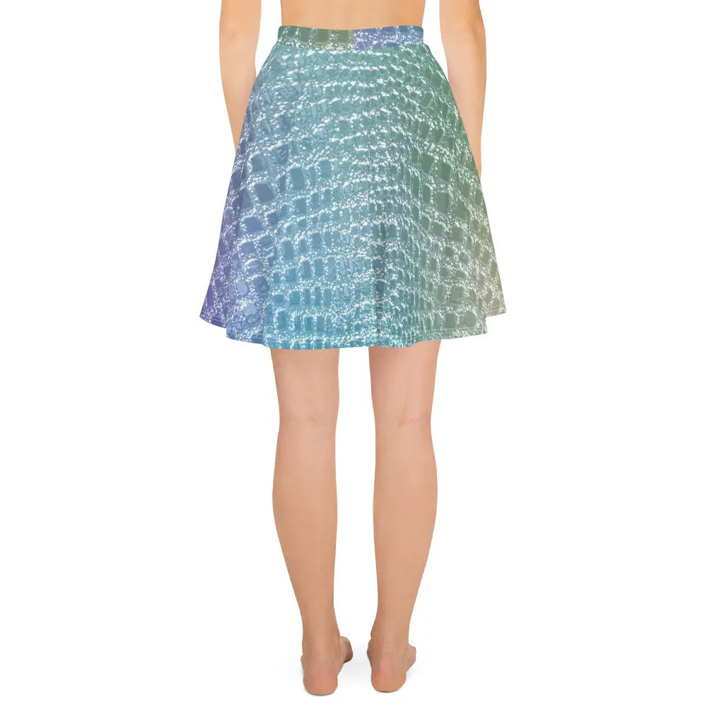 Mermaid Print, Fish Scales Skater Skirt for Women, lioness-love