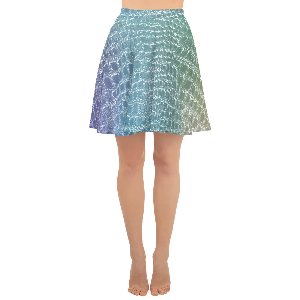 Mermaid Print, Fish Scales Skater Skirt for Women, lioness-love