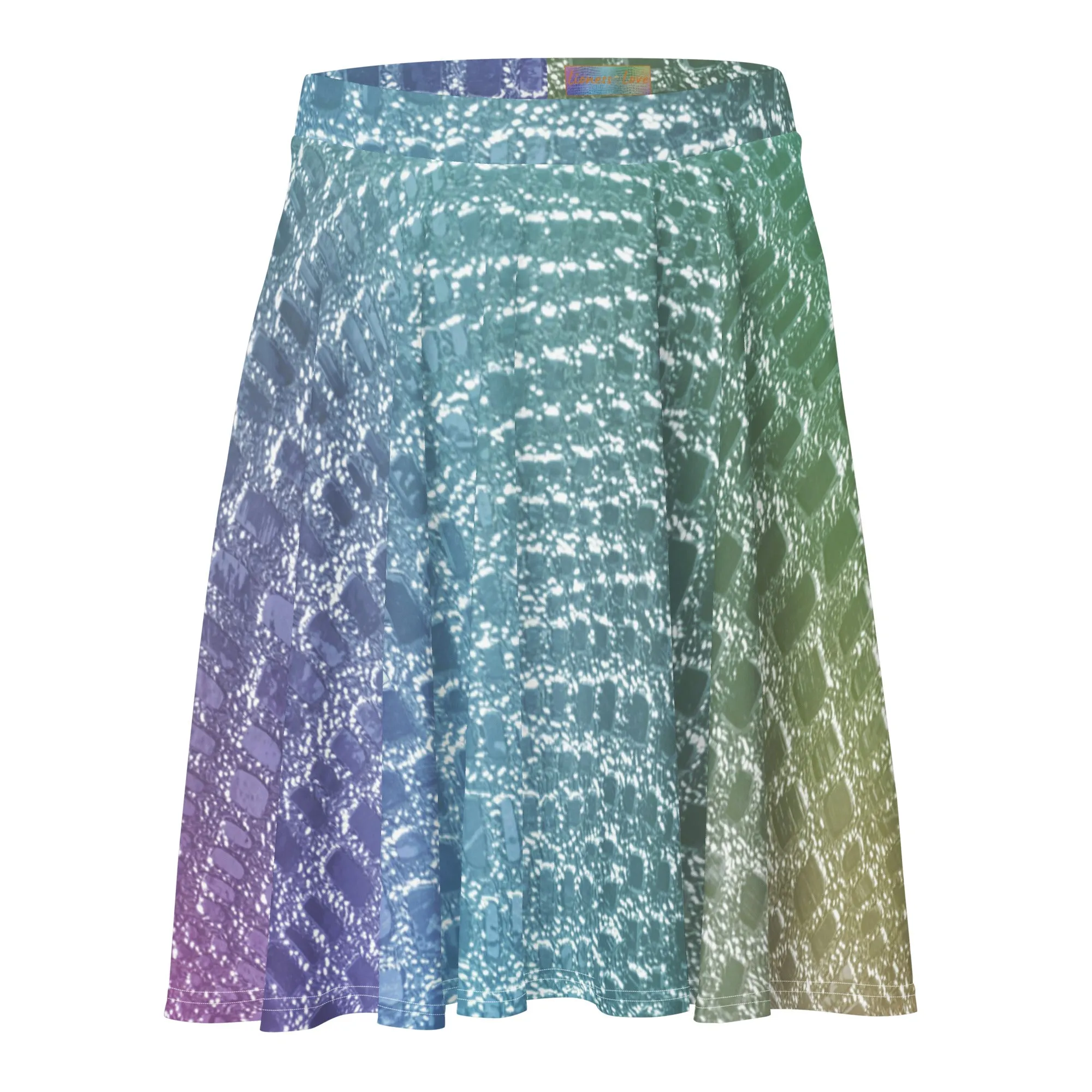 Mermaid Print, Fish Scales Skater Skirt for Women, lioness-love