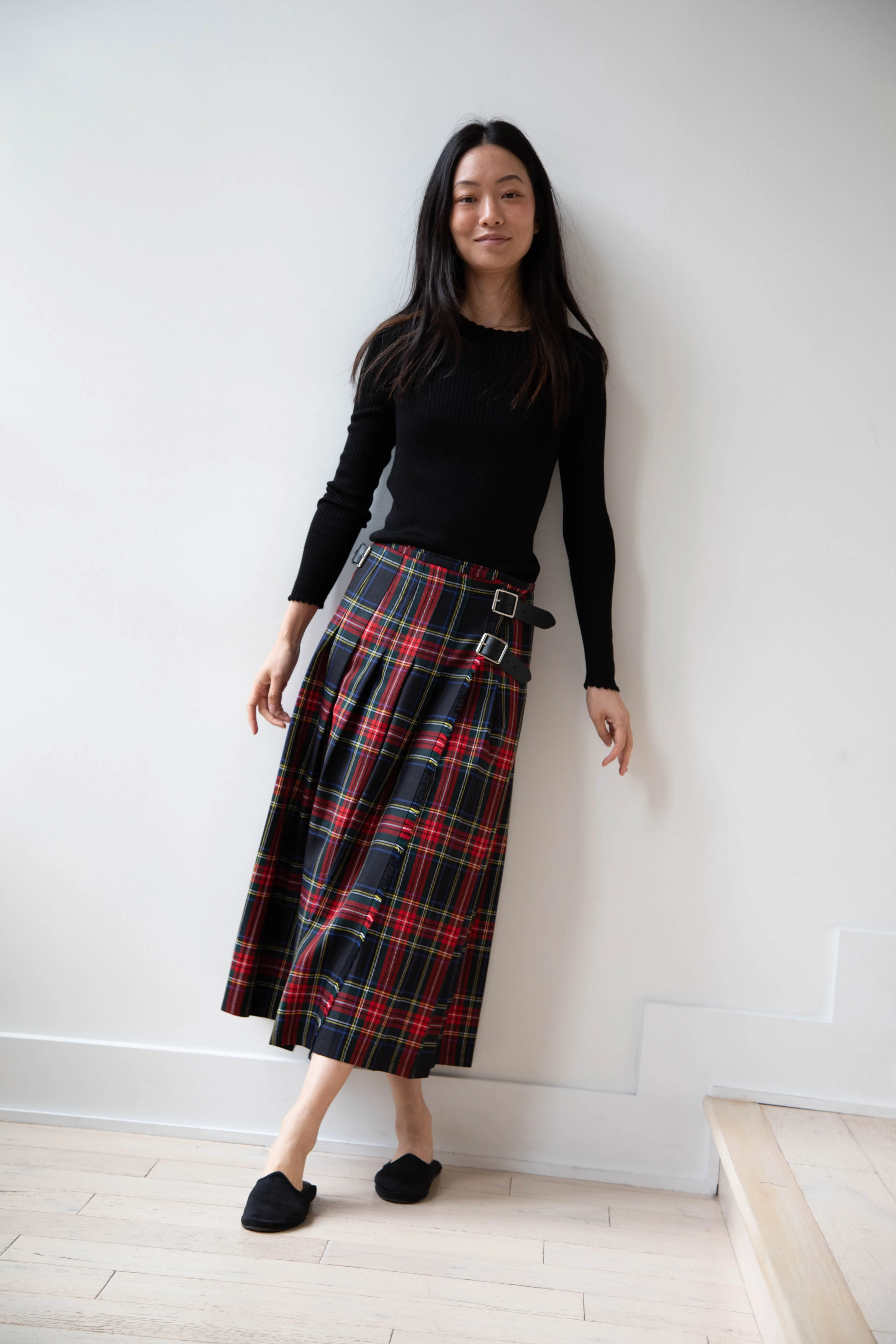 O'Neil of Dublin | Pleated Skirt in Red & Black Check