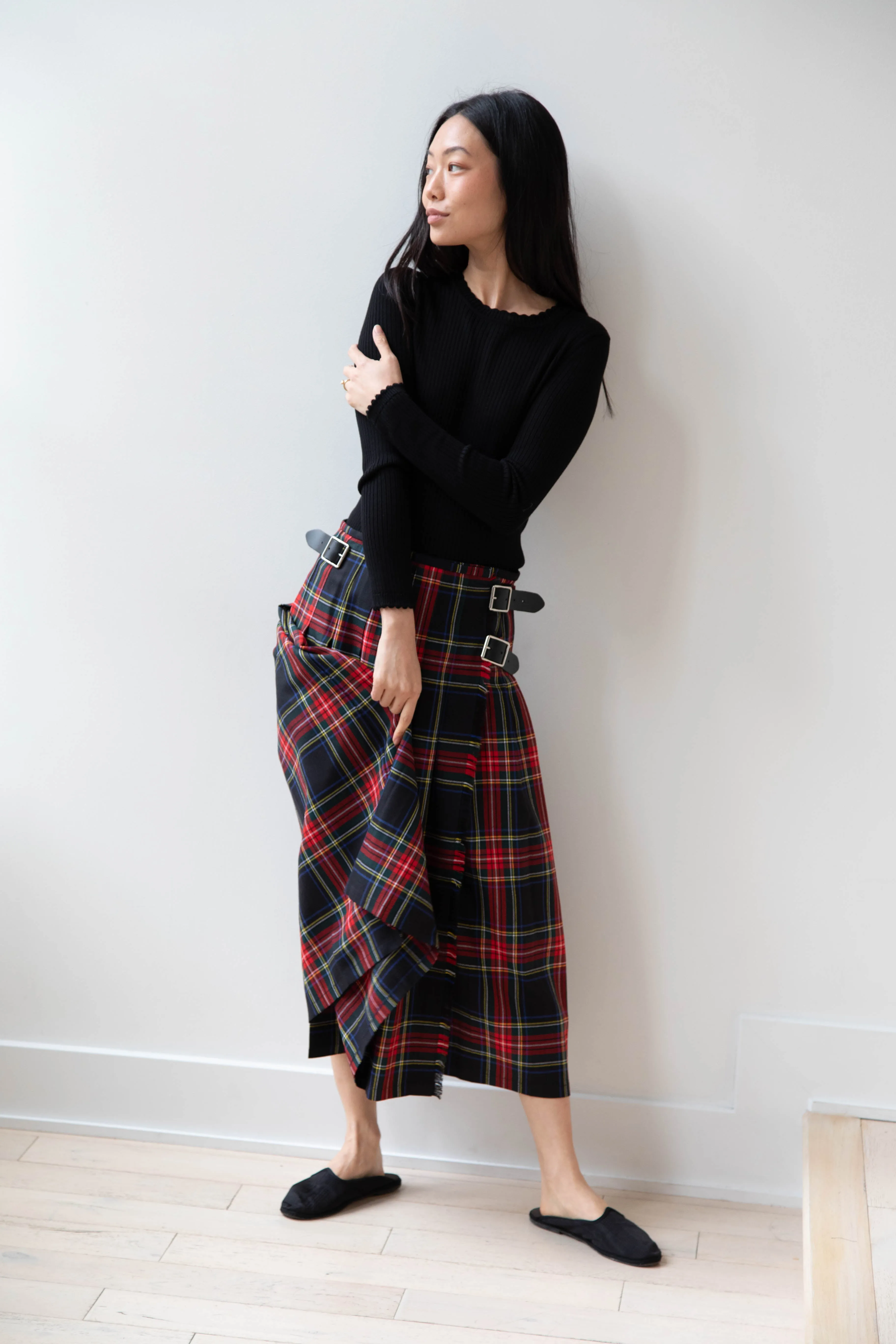 O'Neil of Dublin | Pleated Skirt in Red & Black Check