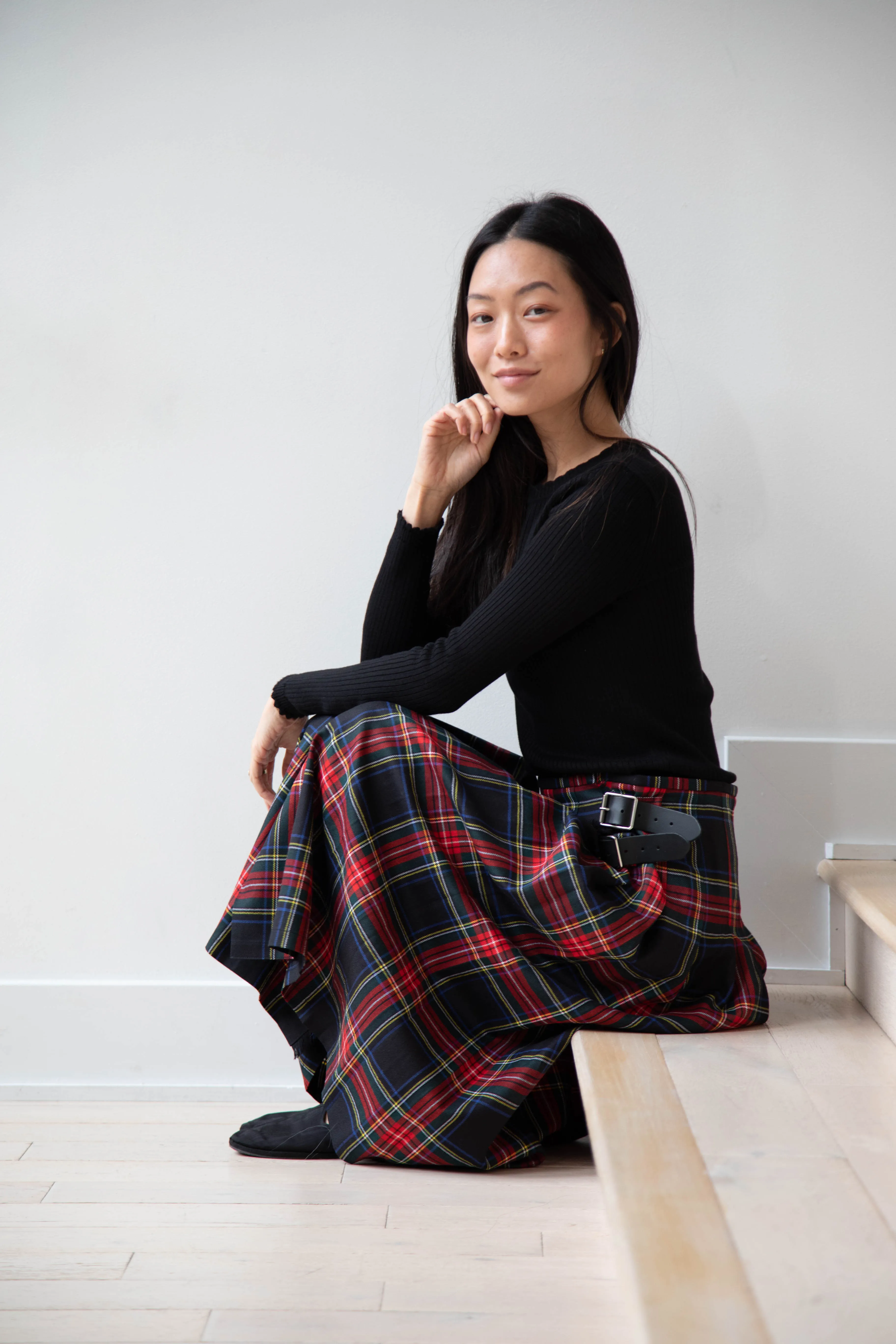 O'Neil of Dublin | Pleated Skirt in Red & Black Check