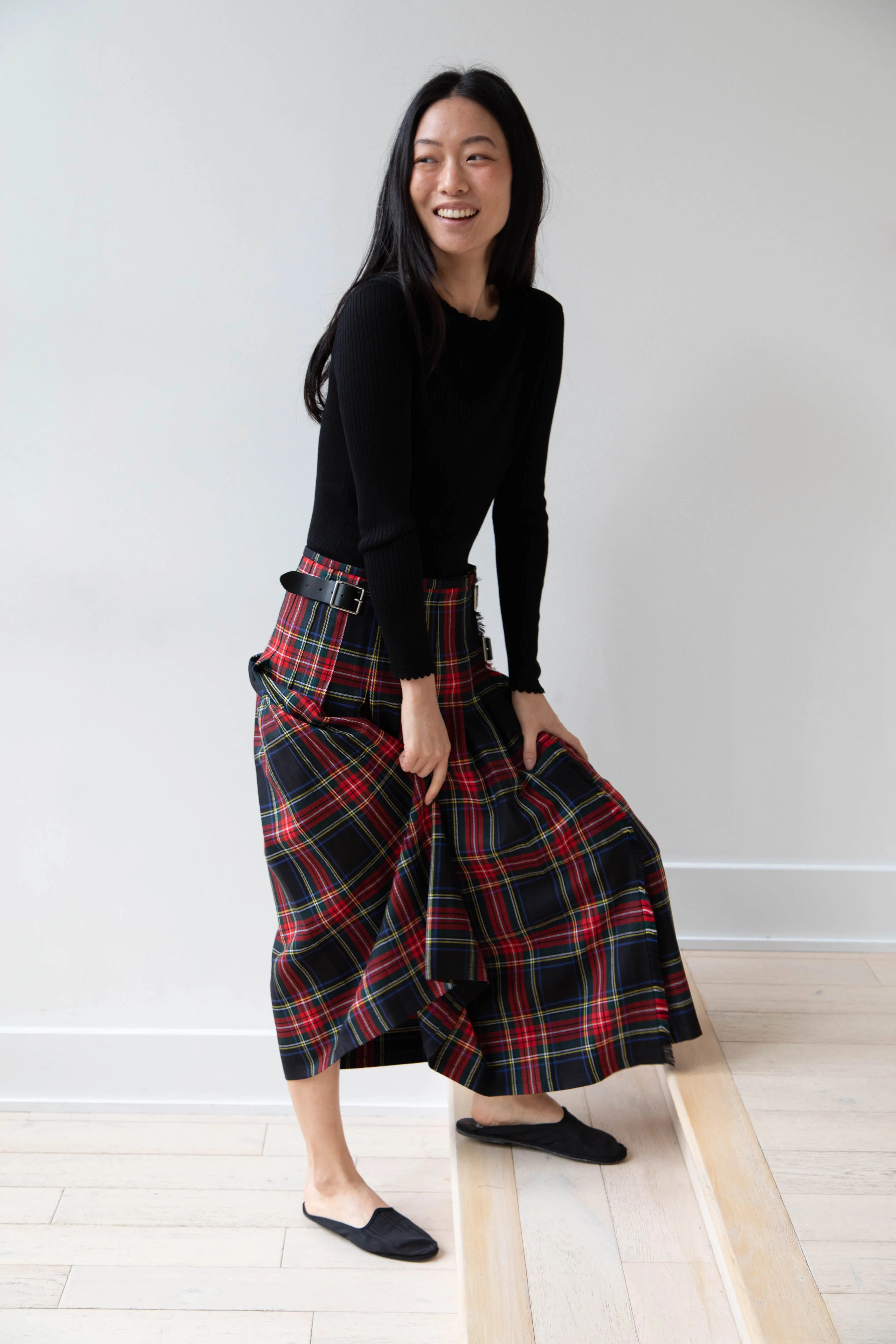 O'Neil of Dublin | Pleated Skirt in Red & Black Check