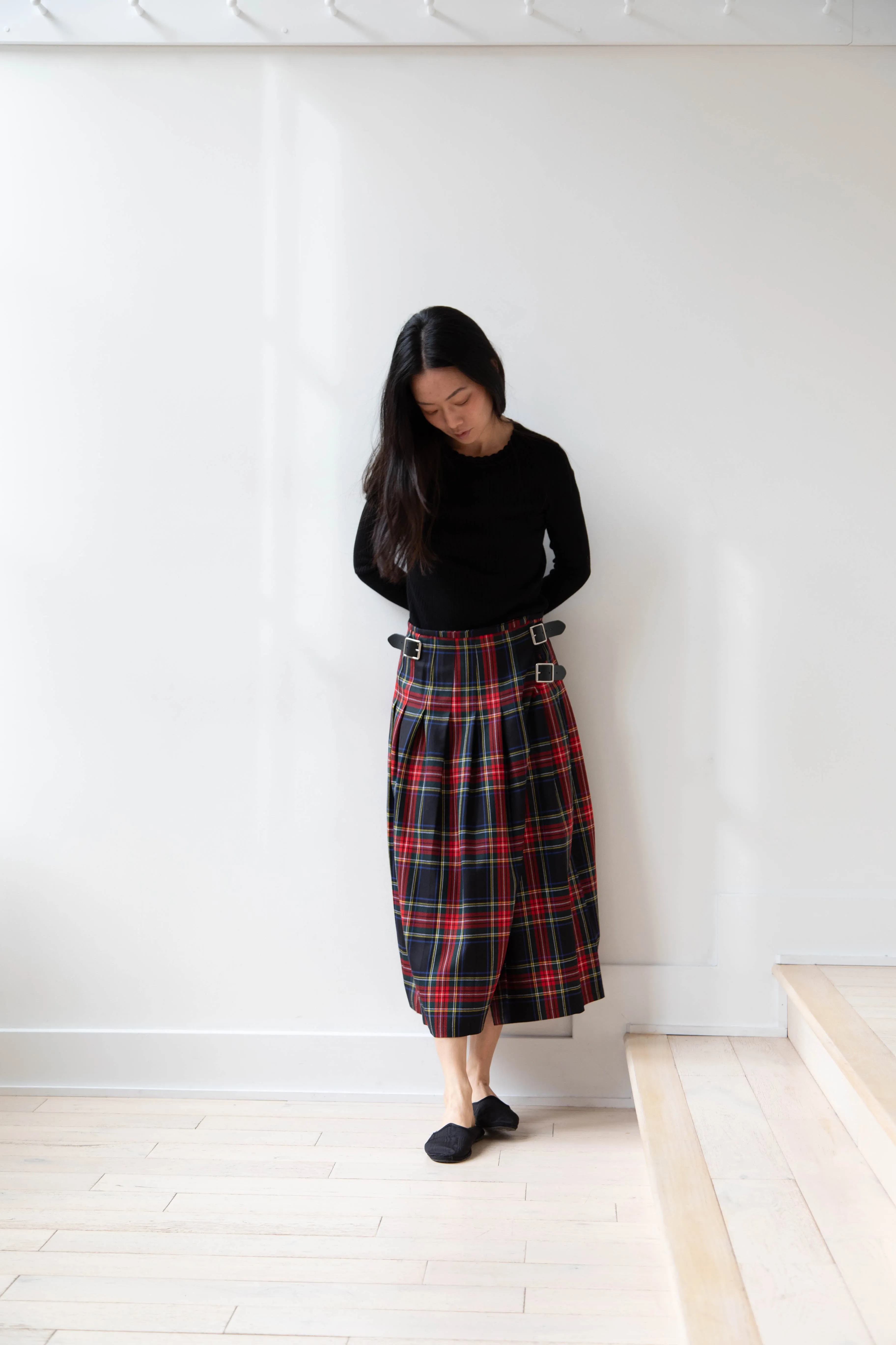 O'Neil of Dublin | Pleated Skirt in Red & Black Check