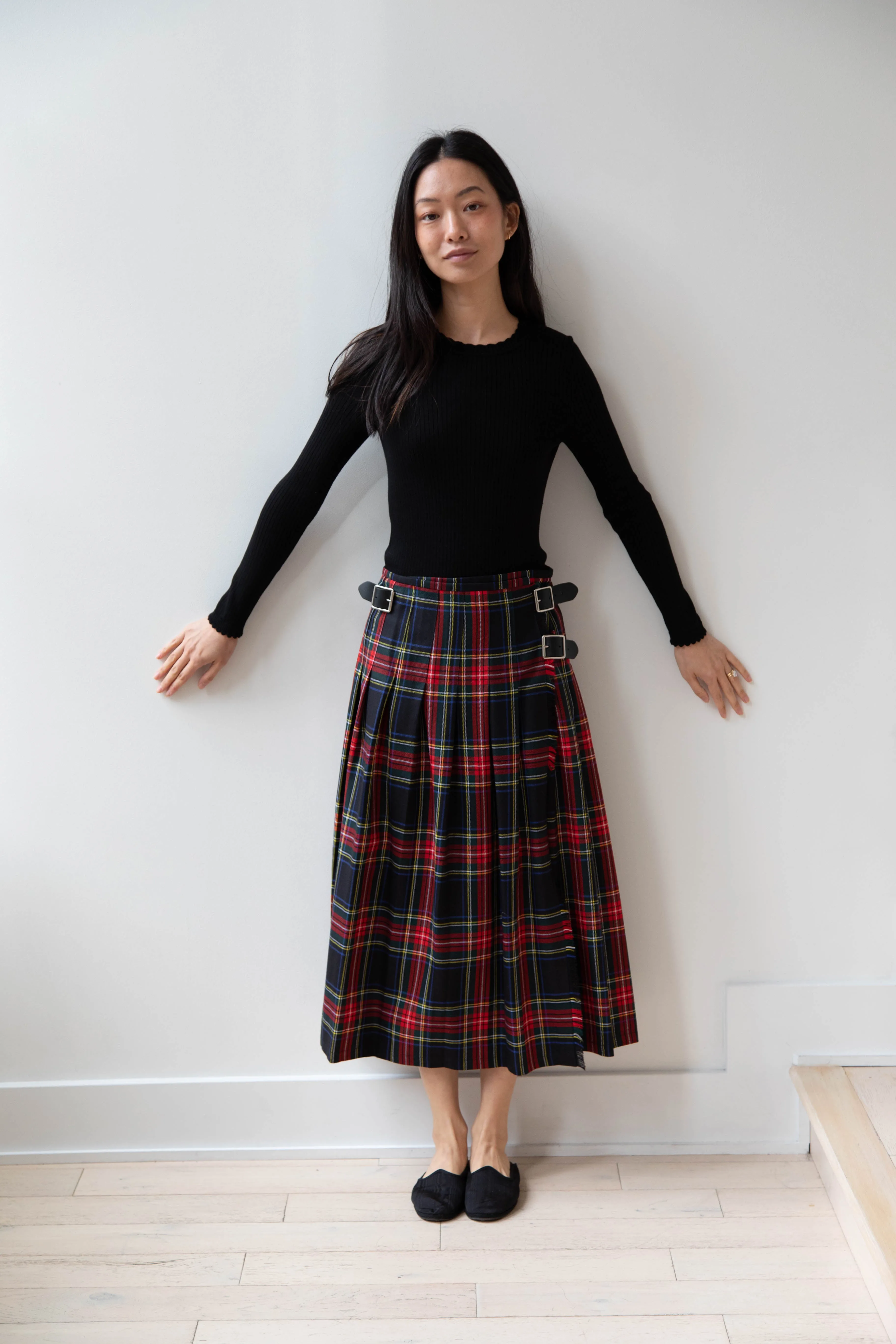 O'Neil of Dublin | Pleated Skirt in Red & Black Check