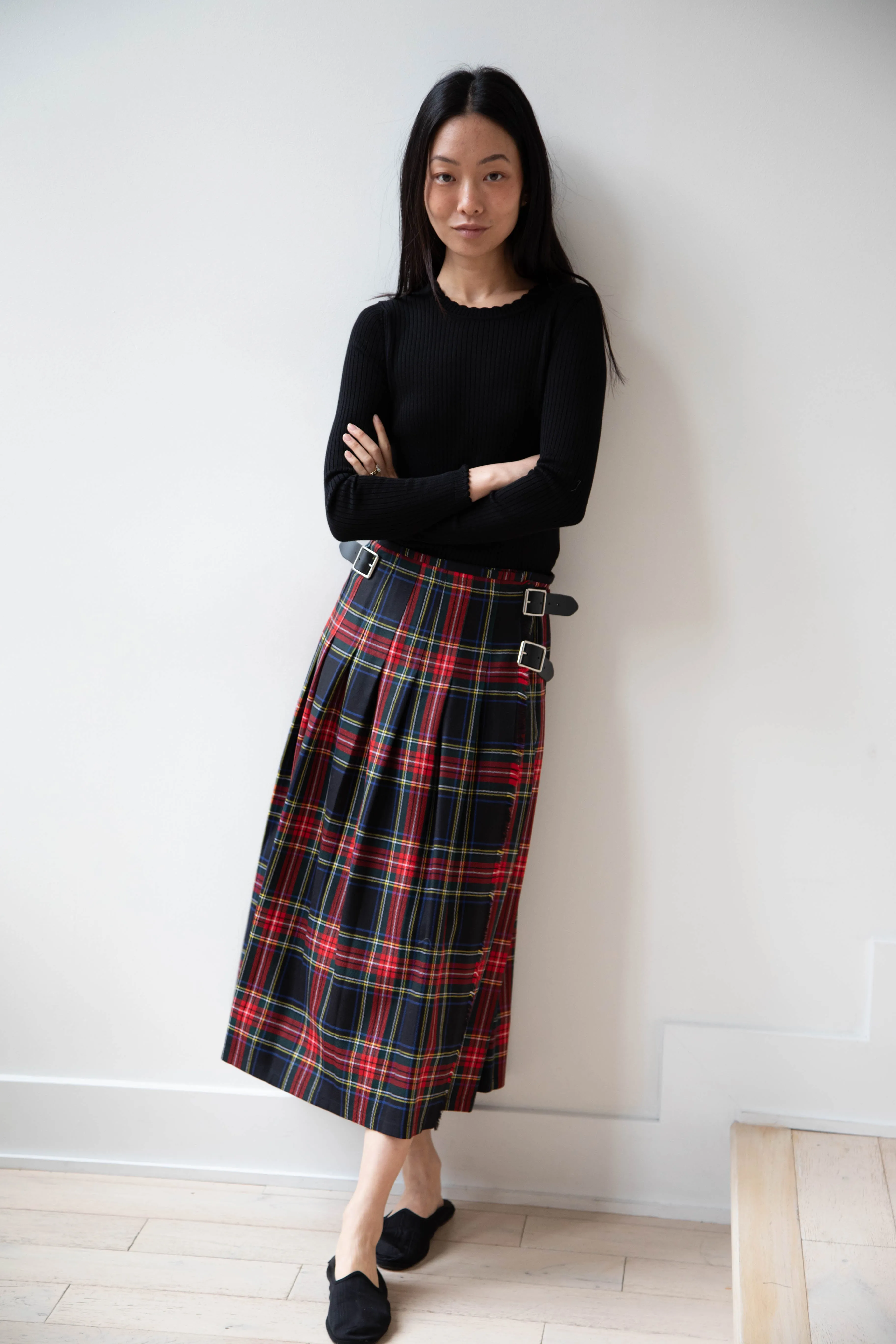 O'Neil of Dublin | Pleated Skirt in Red & Black Check