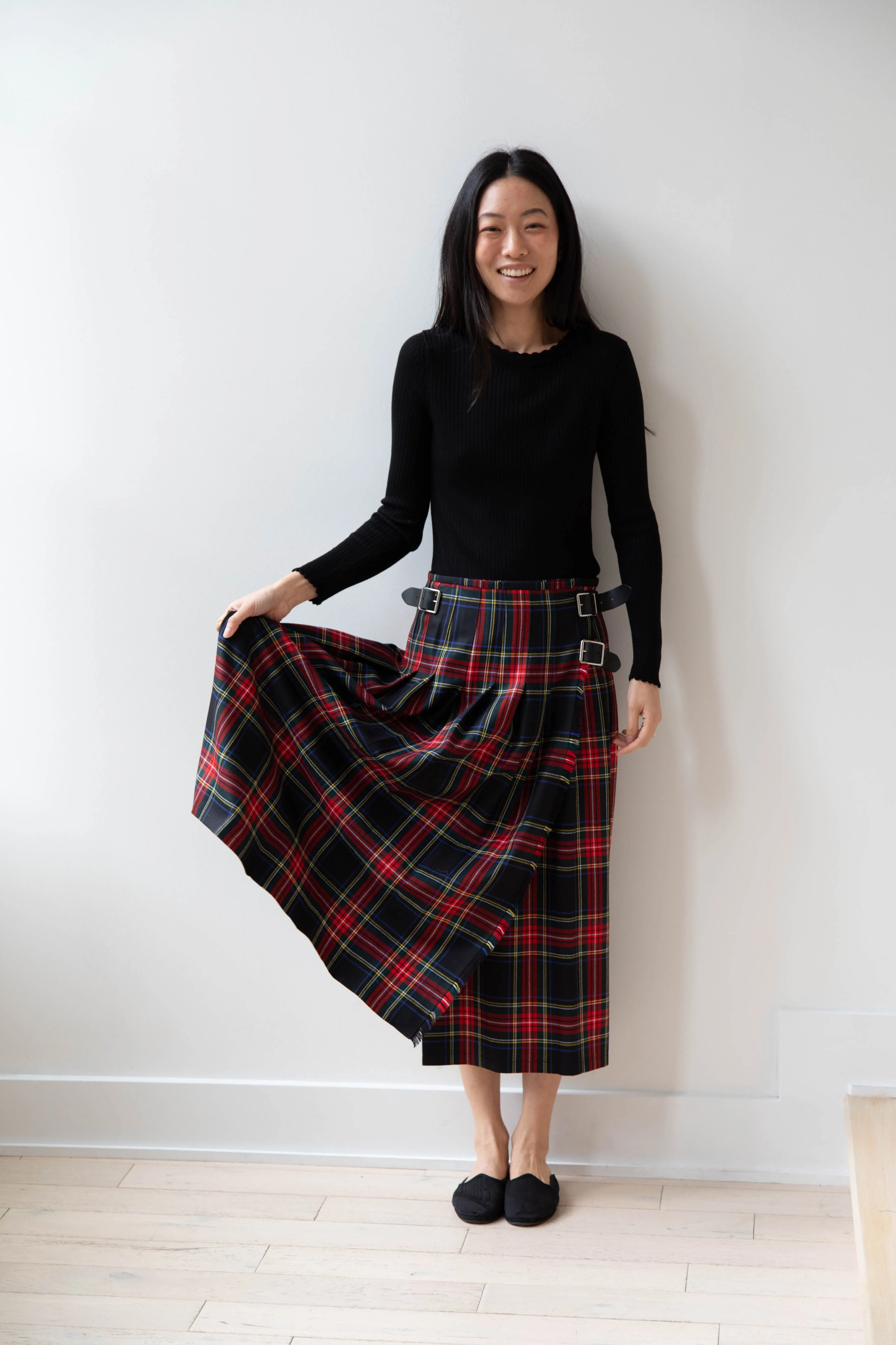 O'Neil of Dublin | Pleated Skirt in Red & Black Check