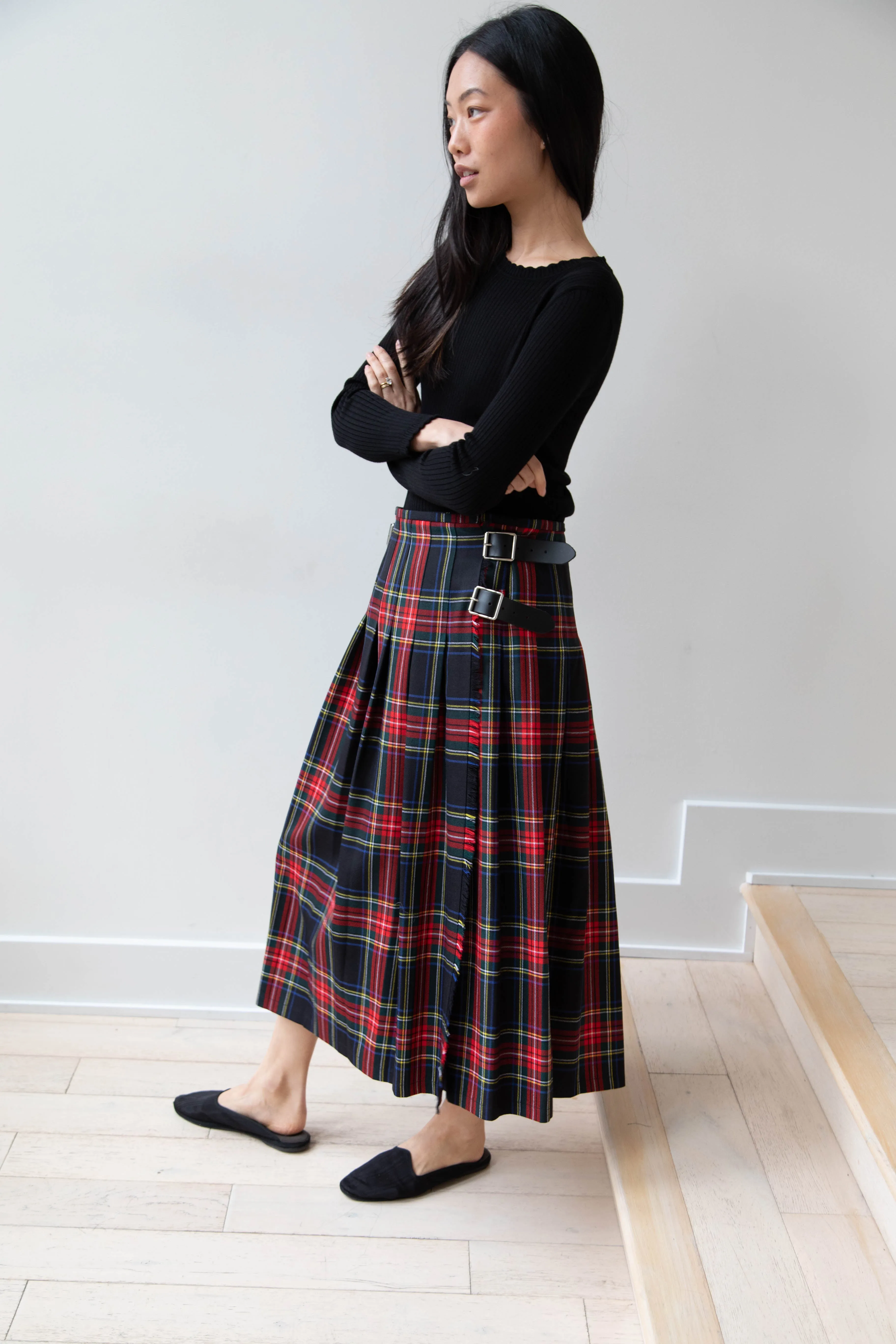 O'Neil of Dublin | Pleated Skirt in Red & Black Check