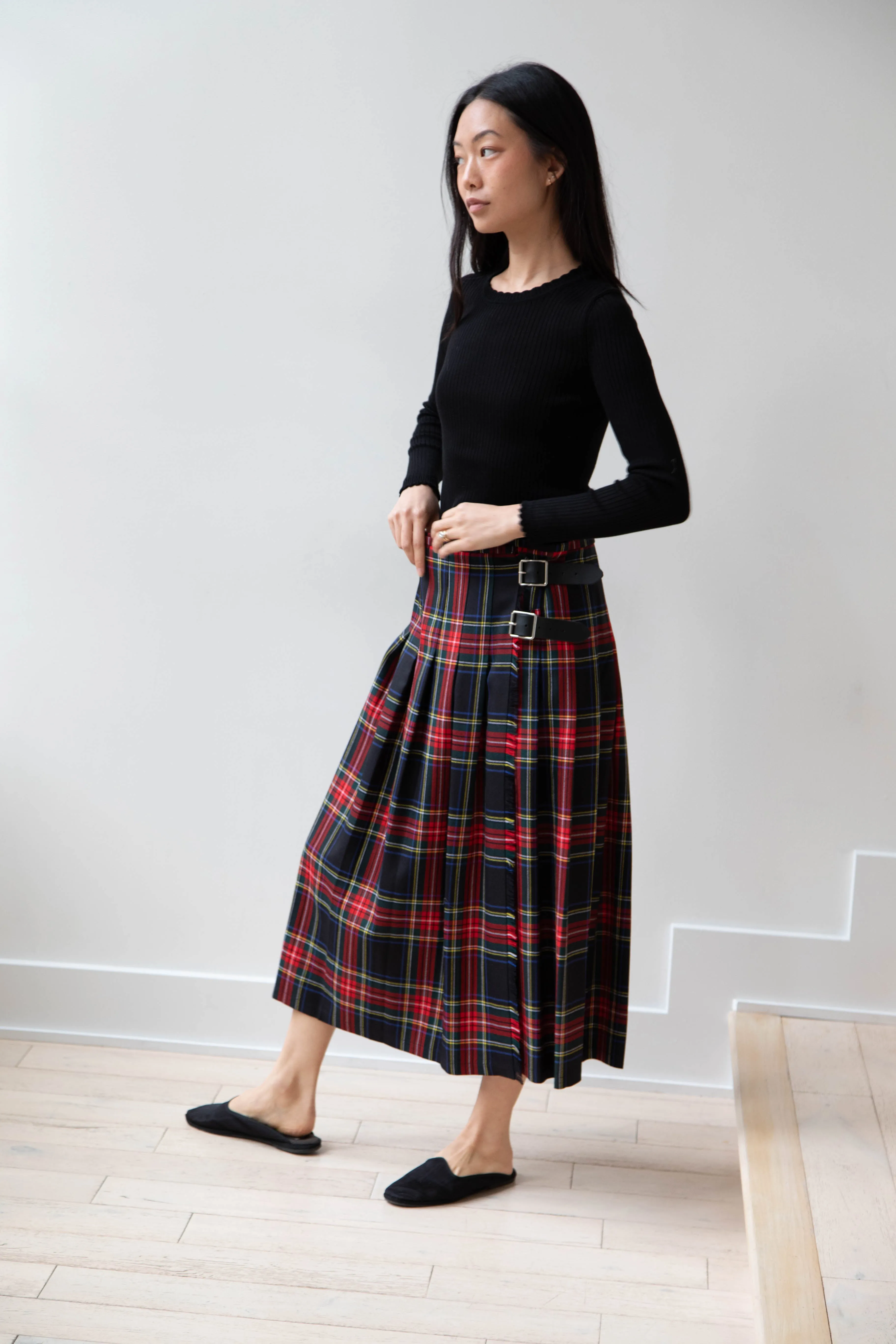 O'Neil of Dublin | Pleated Skirt in Red & Black Check