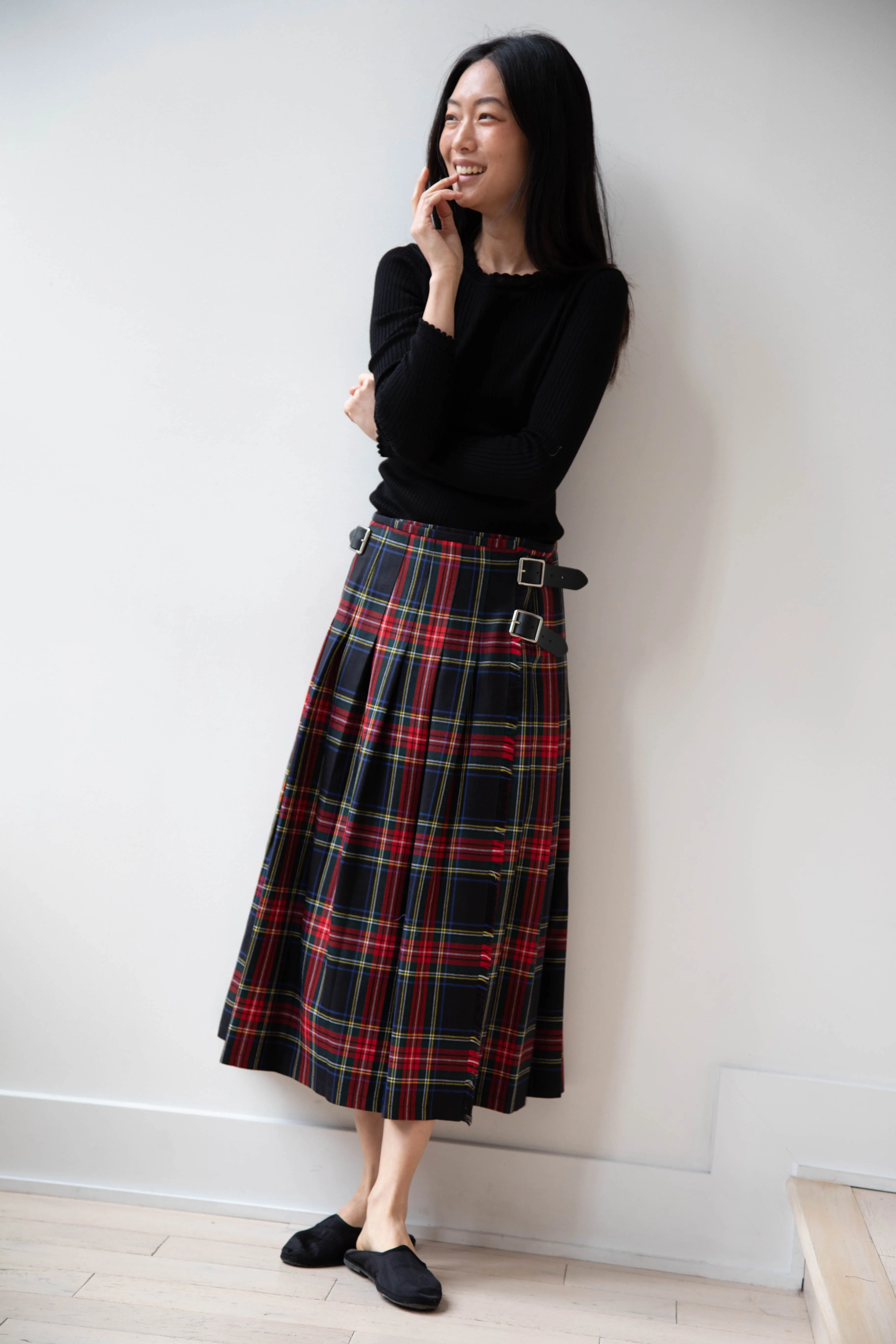 O'Neil of Dublin | Pleated Skirt in Red & Black Check