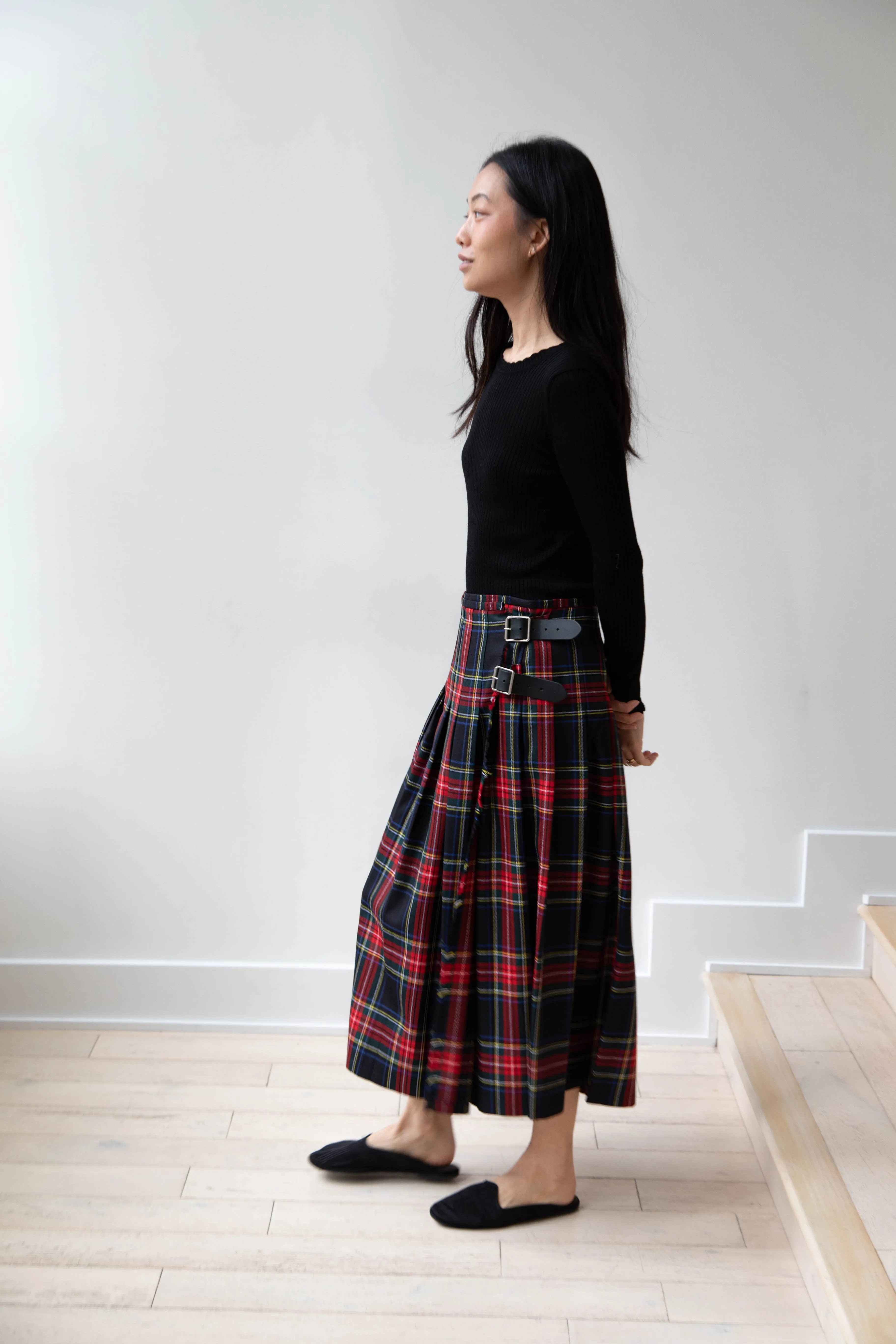 O'Neil of Dublin | Pleated Skirt in Red & Black Check